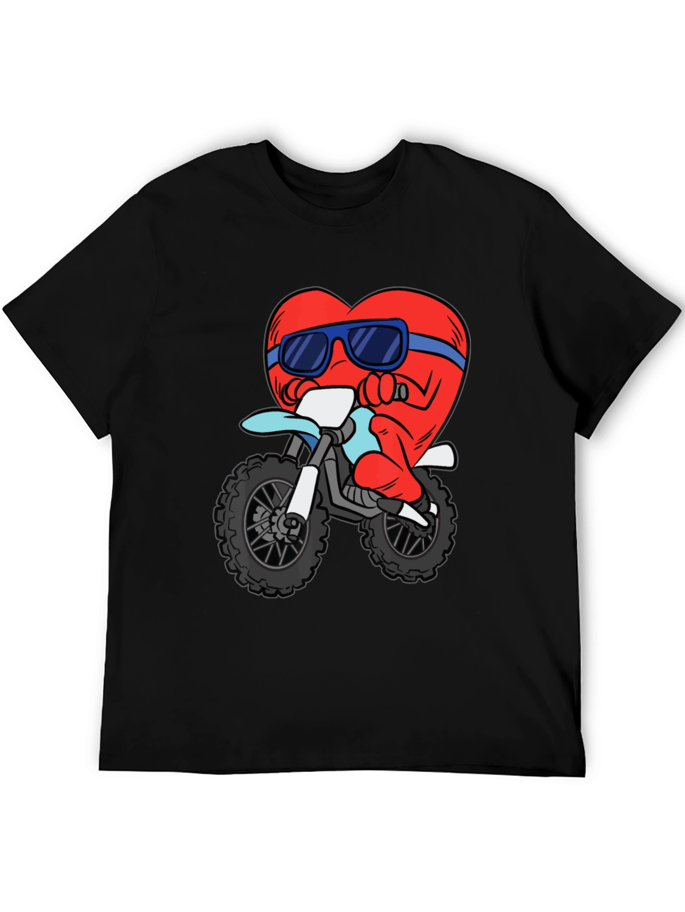 Black Heart Riding a Motorcycle Graphic T-Shirt view 5
