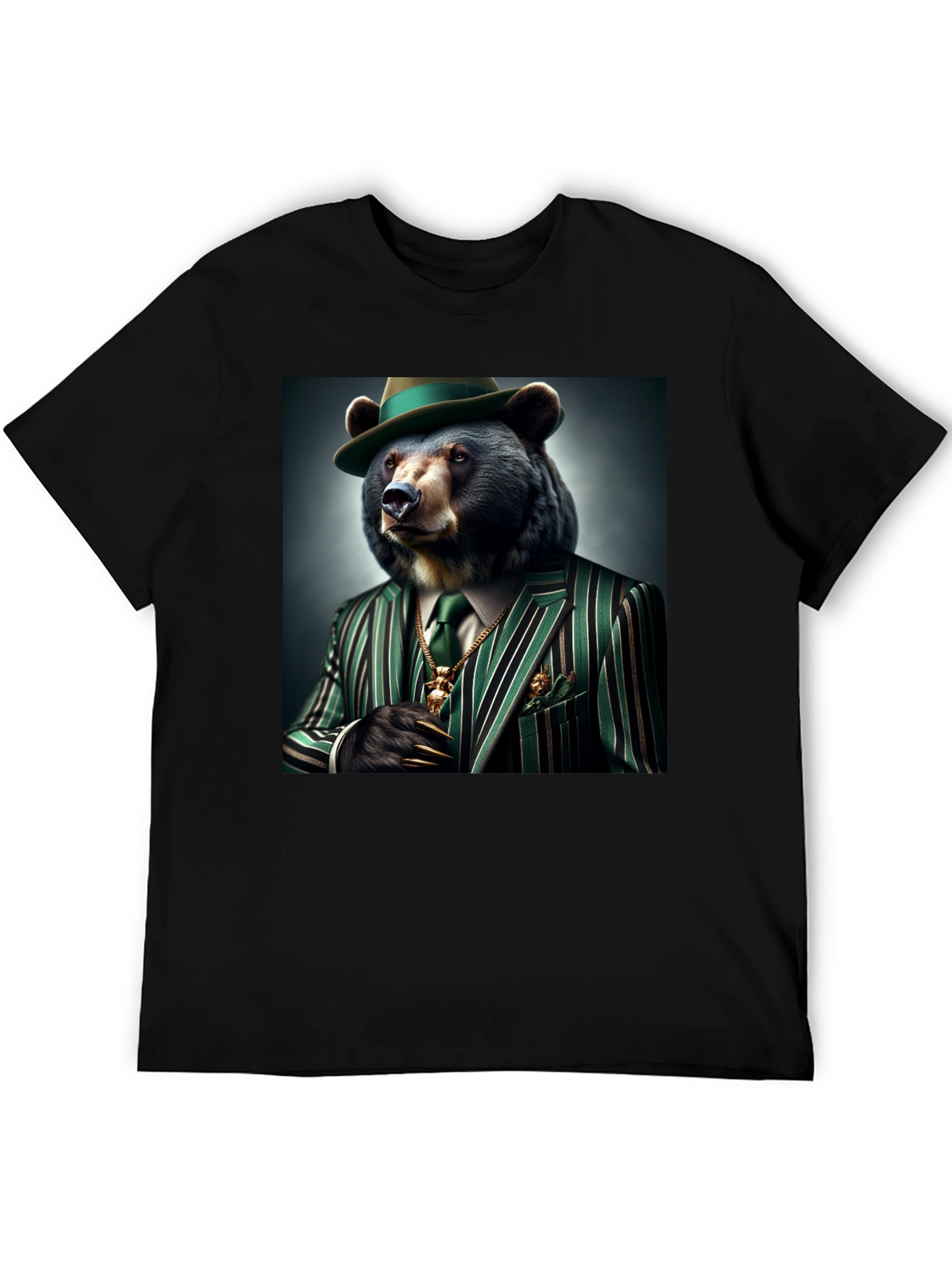Black Gangster Bear T-Shirt: Sharp Dressed Animal Tee view 5