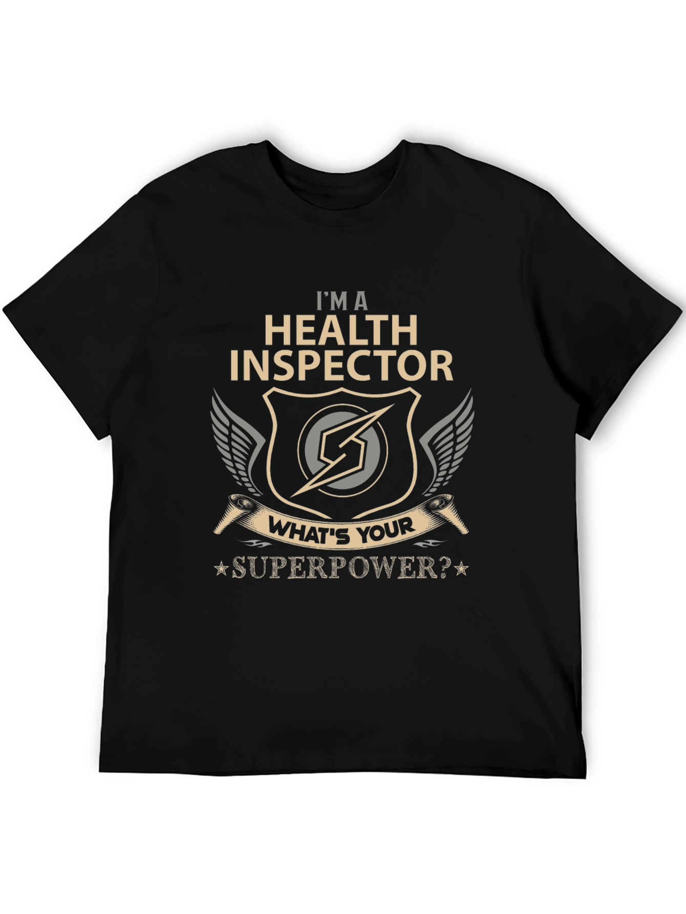 Black Health Inspector Superpower T-Shirt view 5
