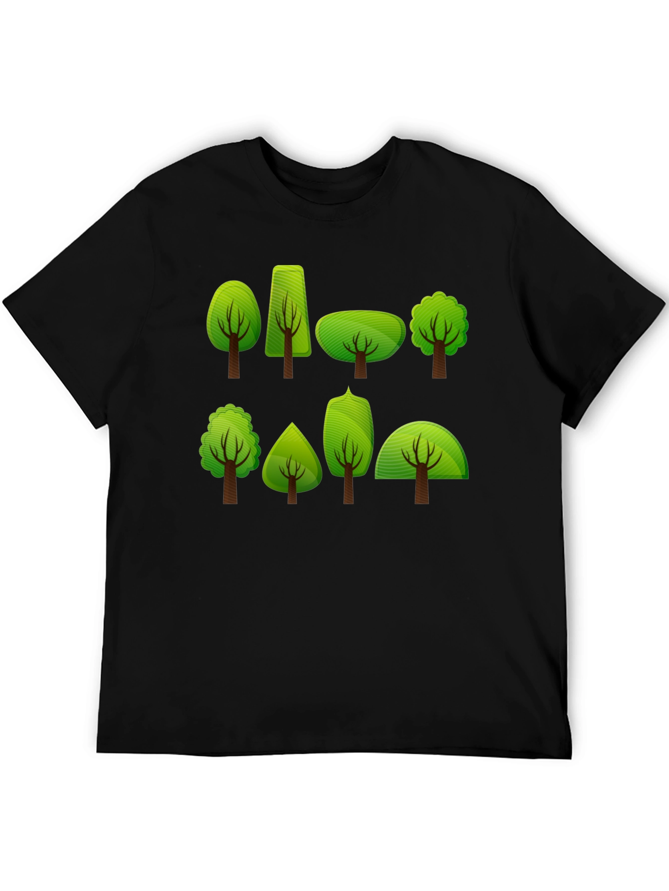 Black Nature Trees Graphic Tee - Black Cotton T-Shirt view 5