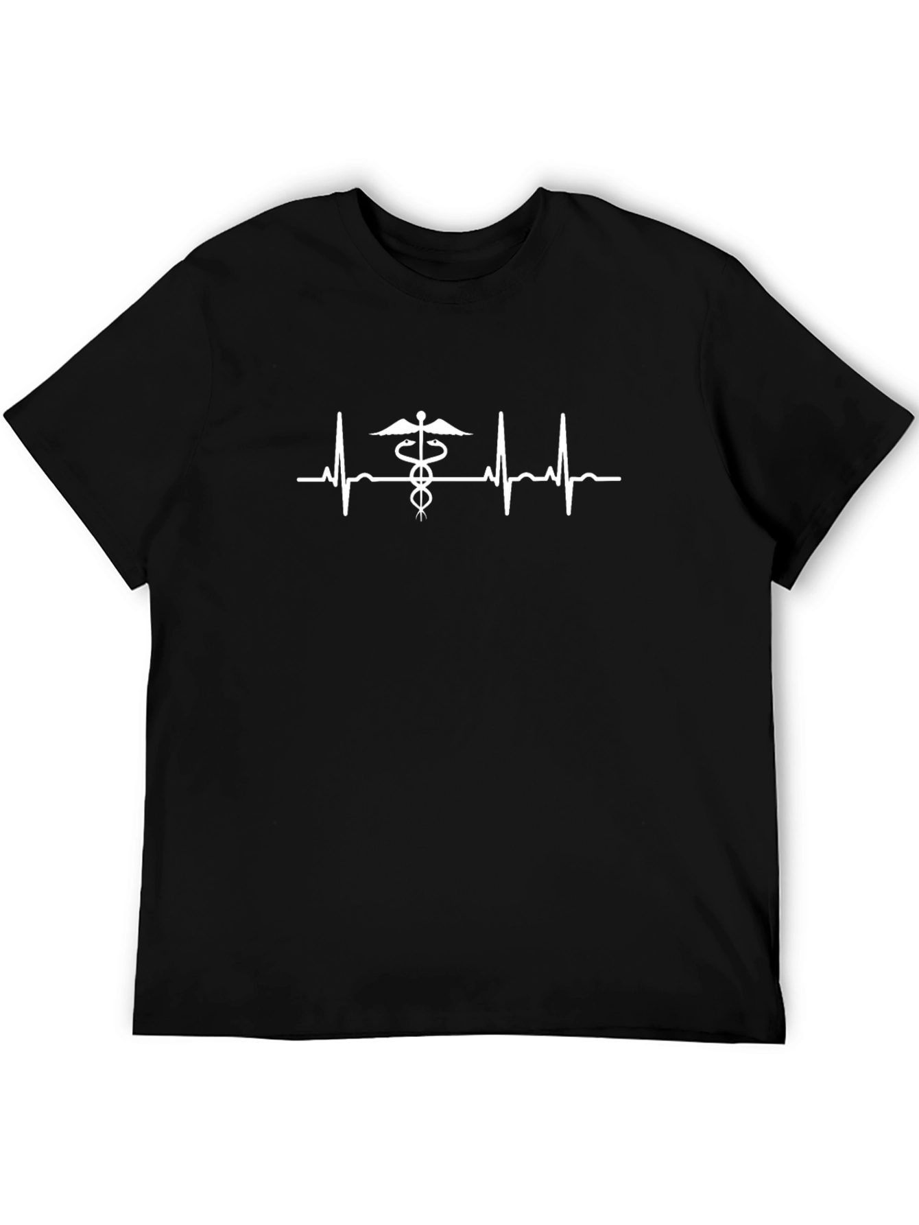 Black Medical Caduceus Heartbeat T-Shirt - Black view 5