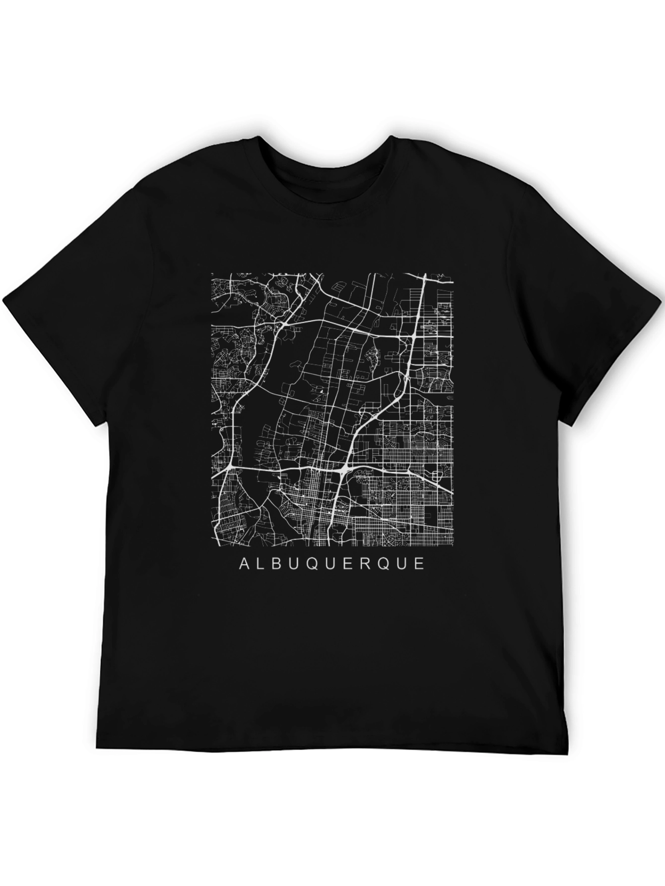 Black Albuquerque City Map Graphic T-Shirt view 5