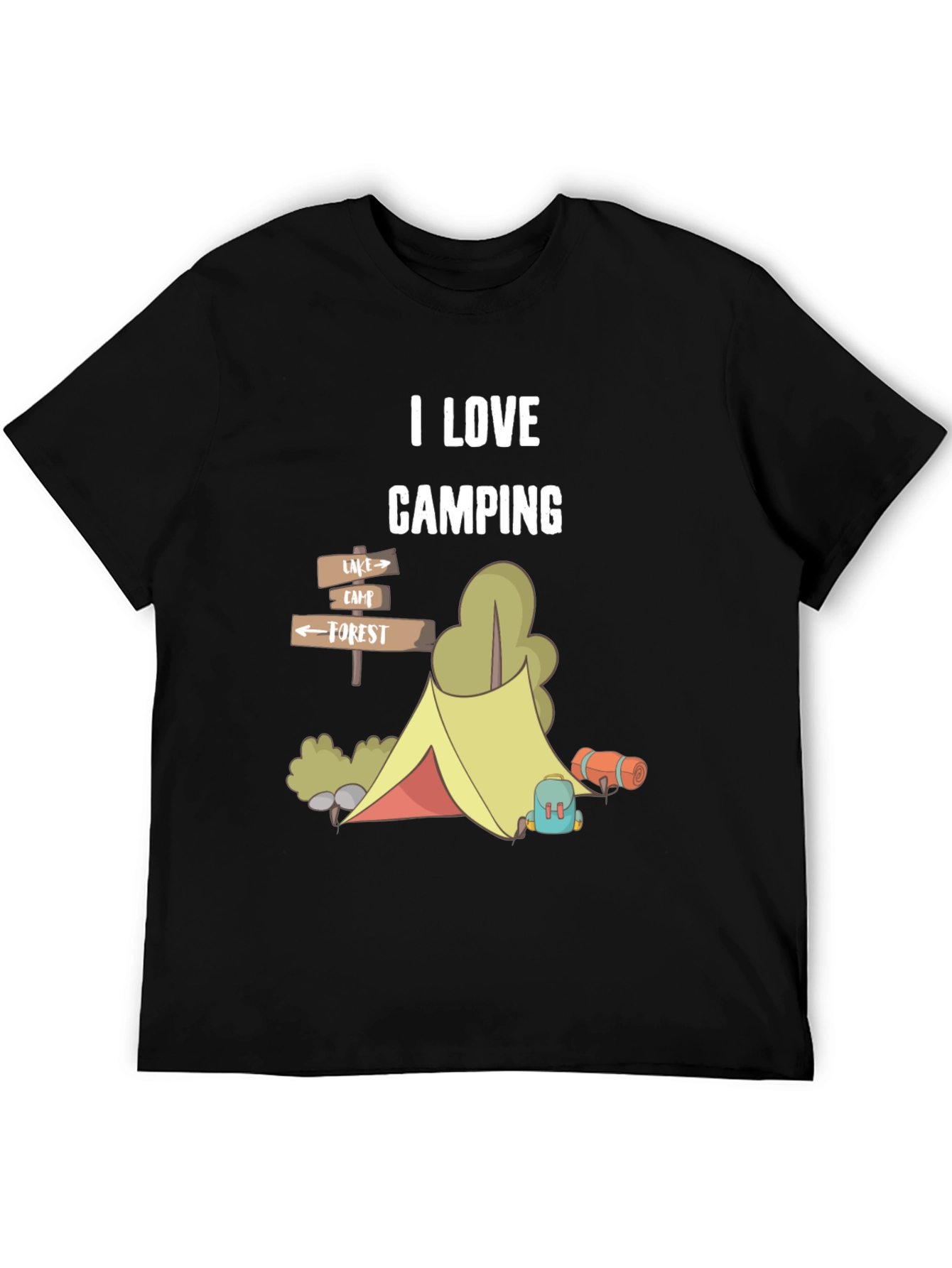 Black I Love Camping Graphic T-Shirt view 5