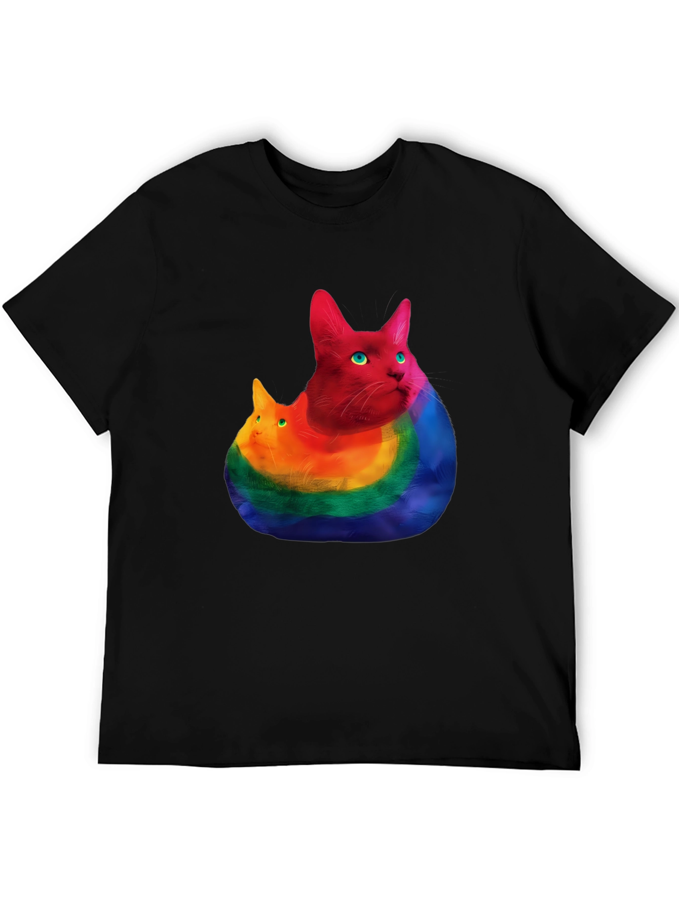 Black Rainbow Cat Graphic T-Shirt - Prideful Purrfection view 5