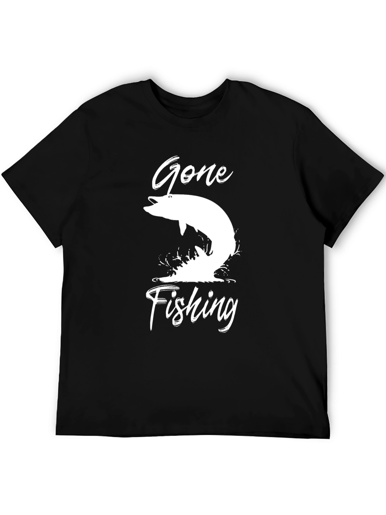 Black Gone Fishing Graphic Tee - Black Cotton T-Shirt view 5