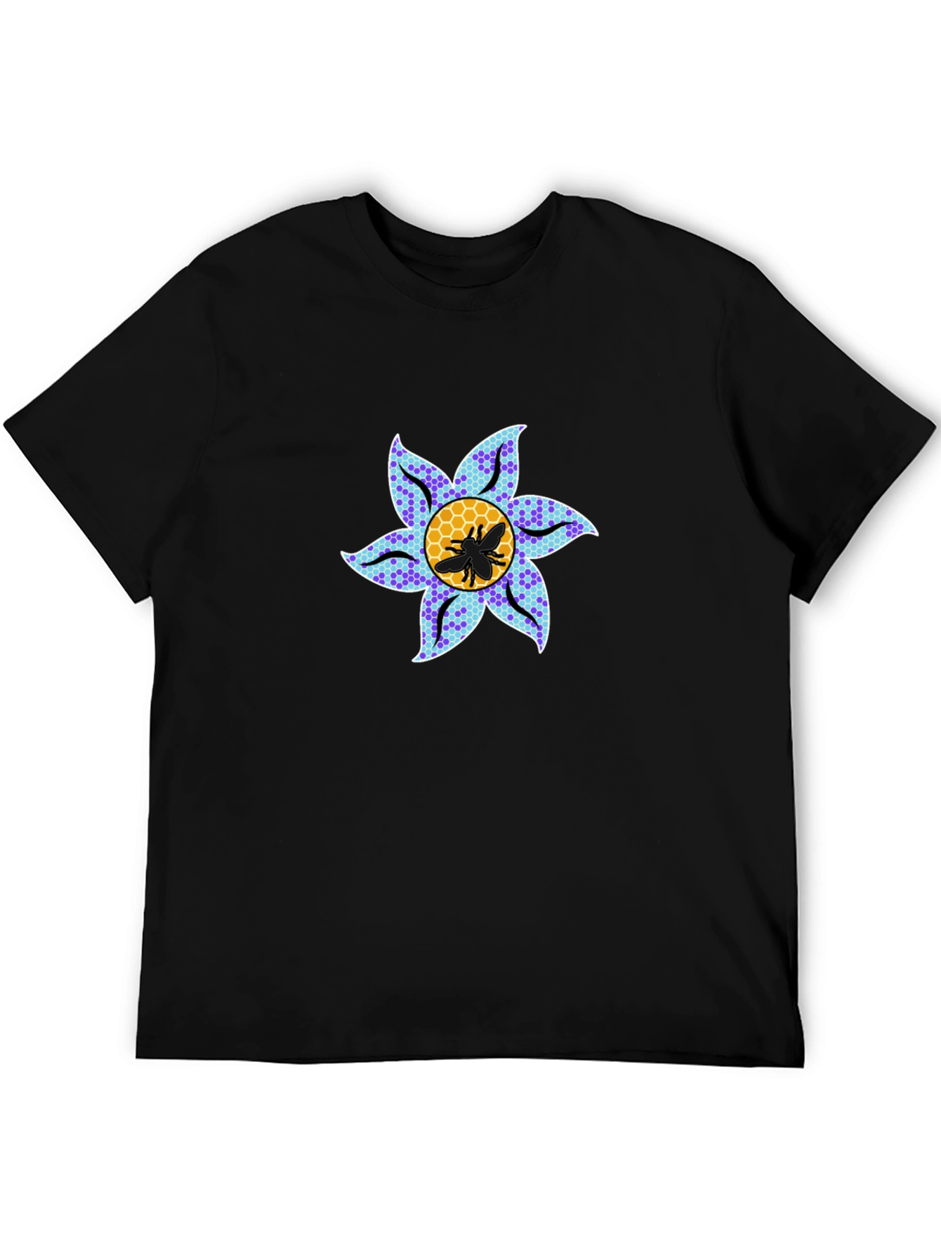 Black Floral Bee Graphic T-Shirt - Black view 5
