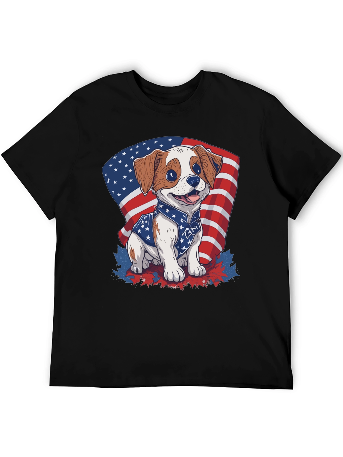 Black Patriotic Puppy T-Shirt: American Flag Dog Design view 5
