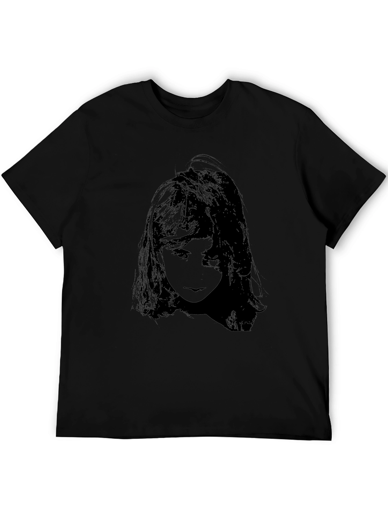 Black Dark Portrait T-Shirt - Unisex Black Tee view 5