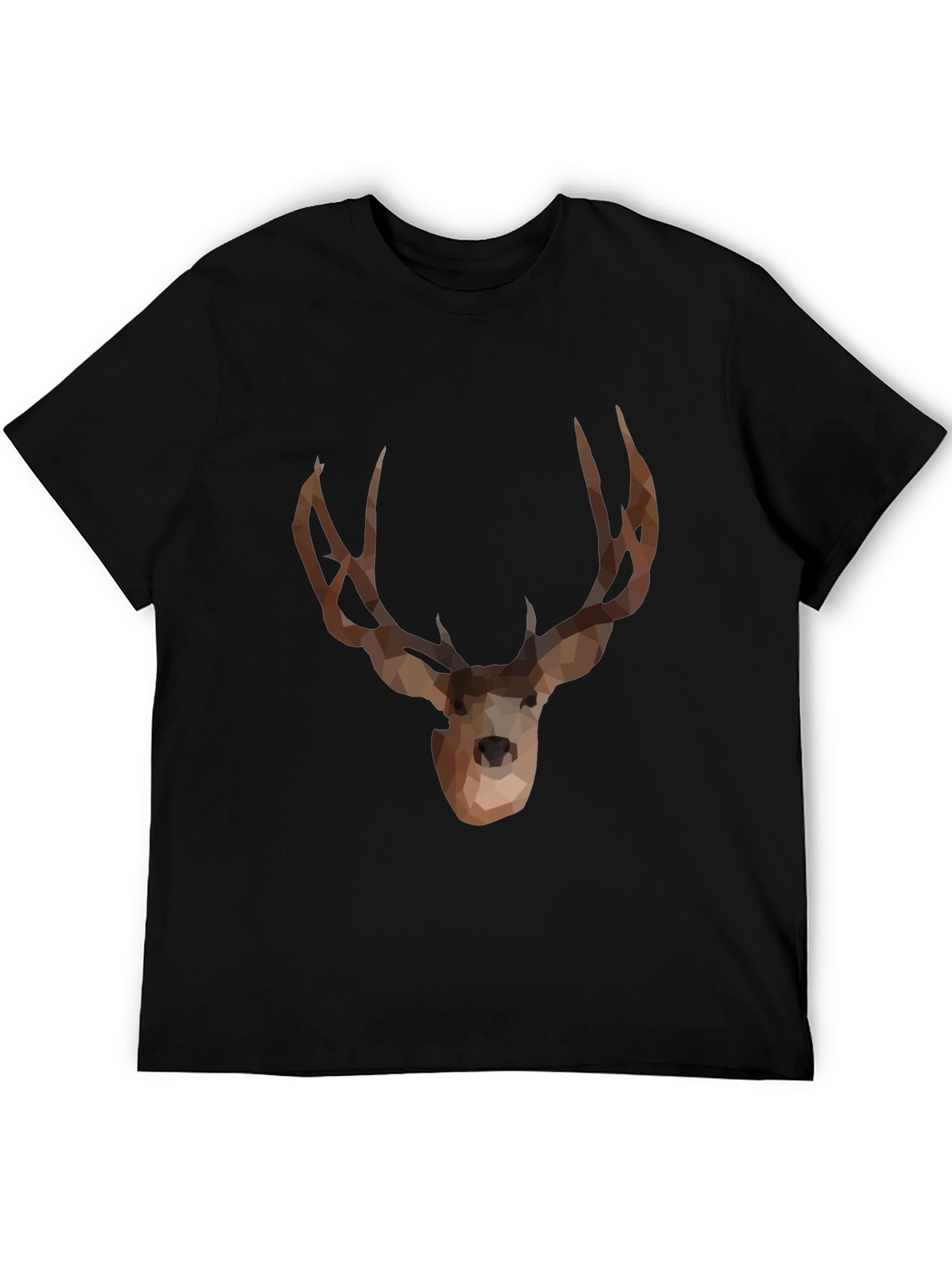 Black Geometric Deer Graphic T-Shirt - Black view 5