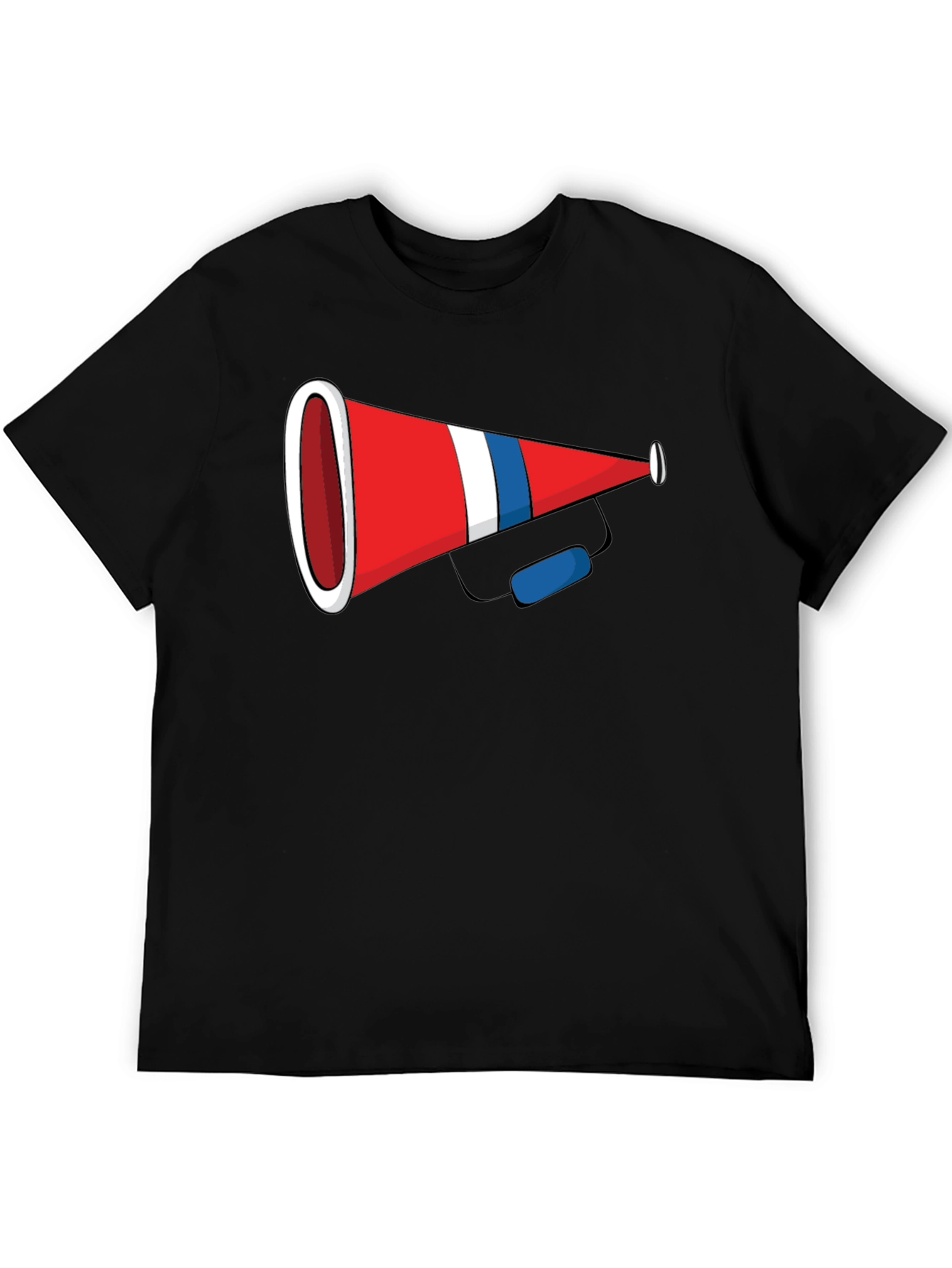 Black Novelty Cheerleader Megaphone Graphic Black T-Shirt view 5