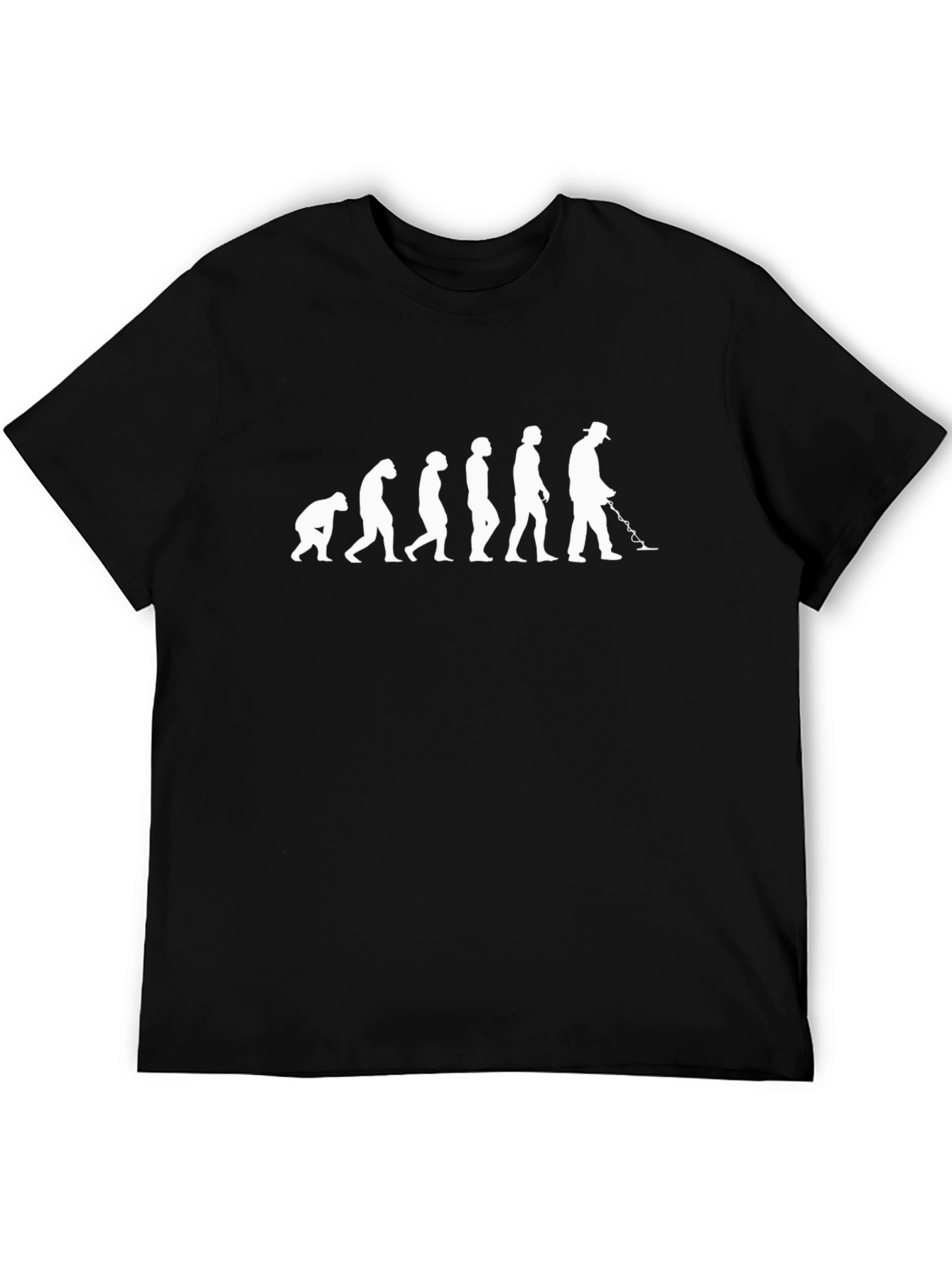Black Evolution of Man Metal Detecting Black T-Shirt view 5