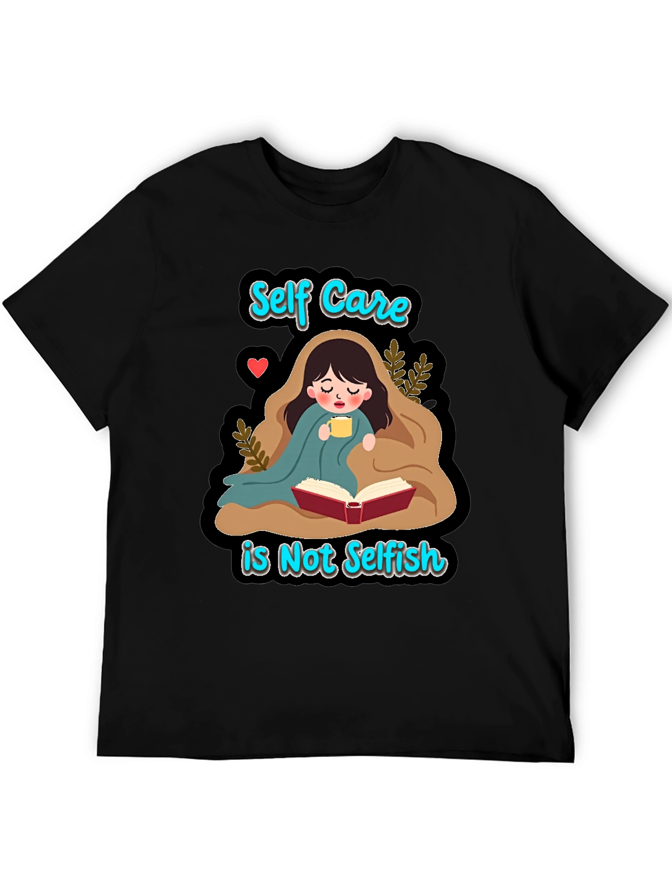 Black Self Care T-Shirt - Reading & Relaxation view 5