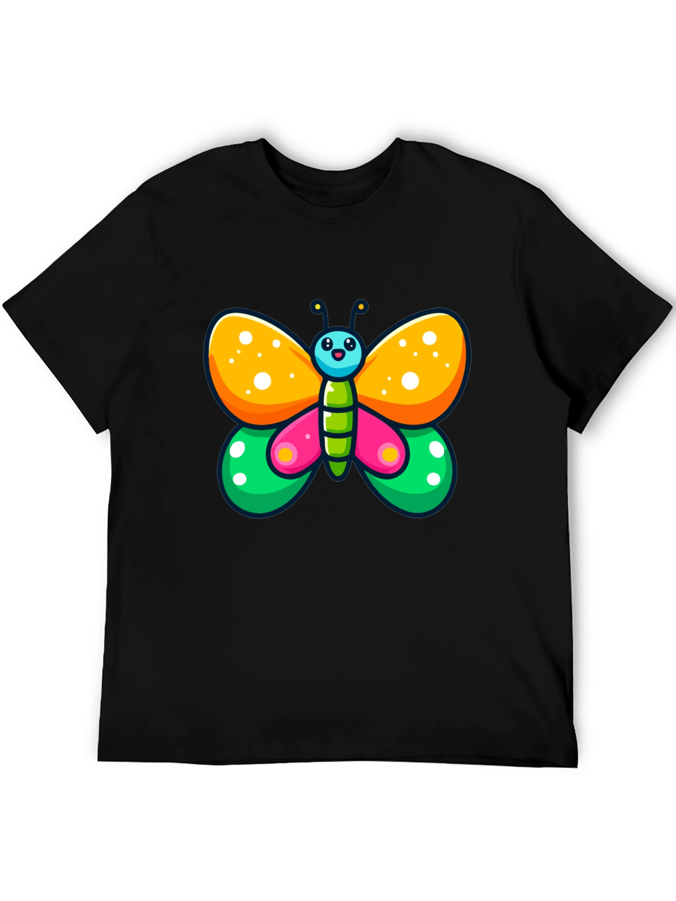 Black Cartoon Butterfly Graphic Black T-Shirt view 5