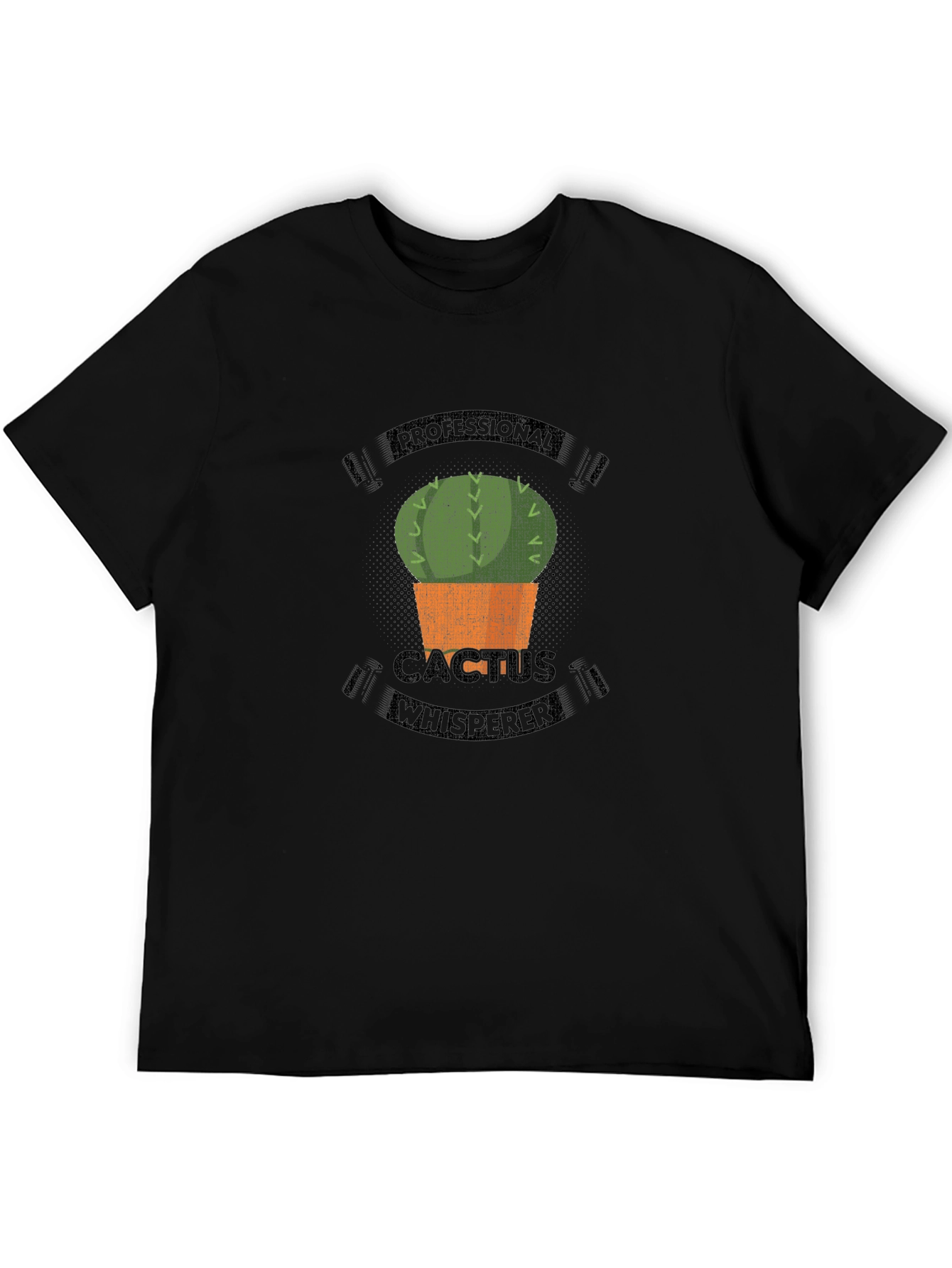 Black Cactus Whisperer Graphic Tee - Mens Casual Black T-Shirt view 5