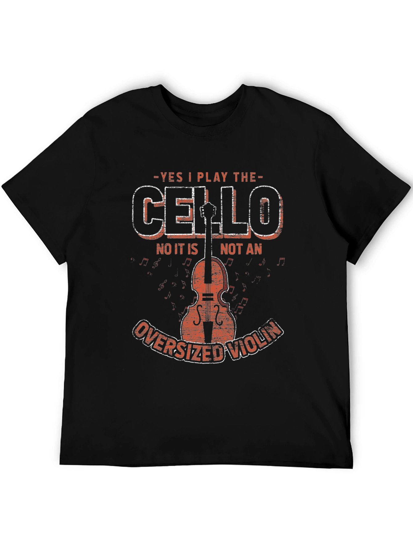 Black Cello Player T-Shirt - Oversized Violin Funny Tee view 5