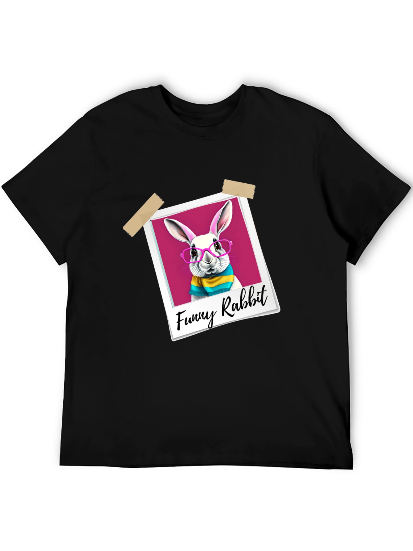 Black Funny Rabbit Graphic T-Shirt view 5