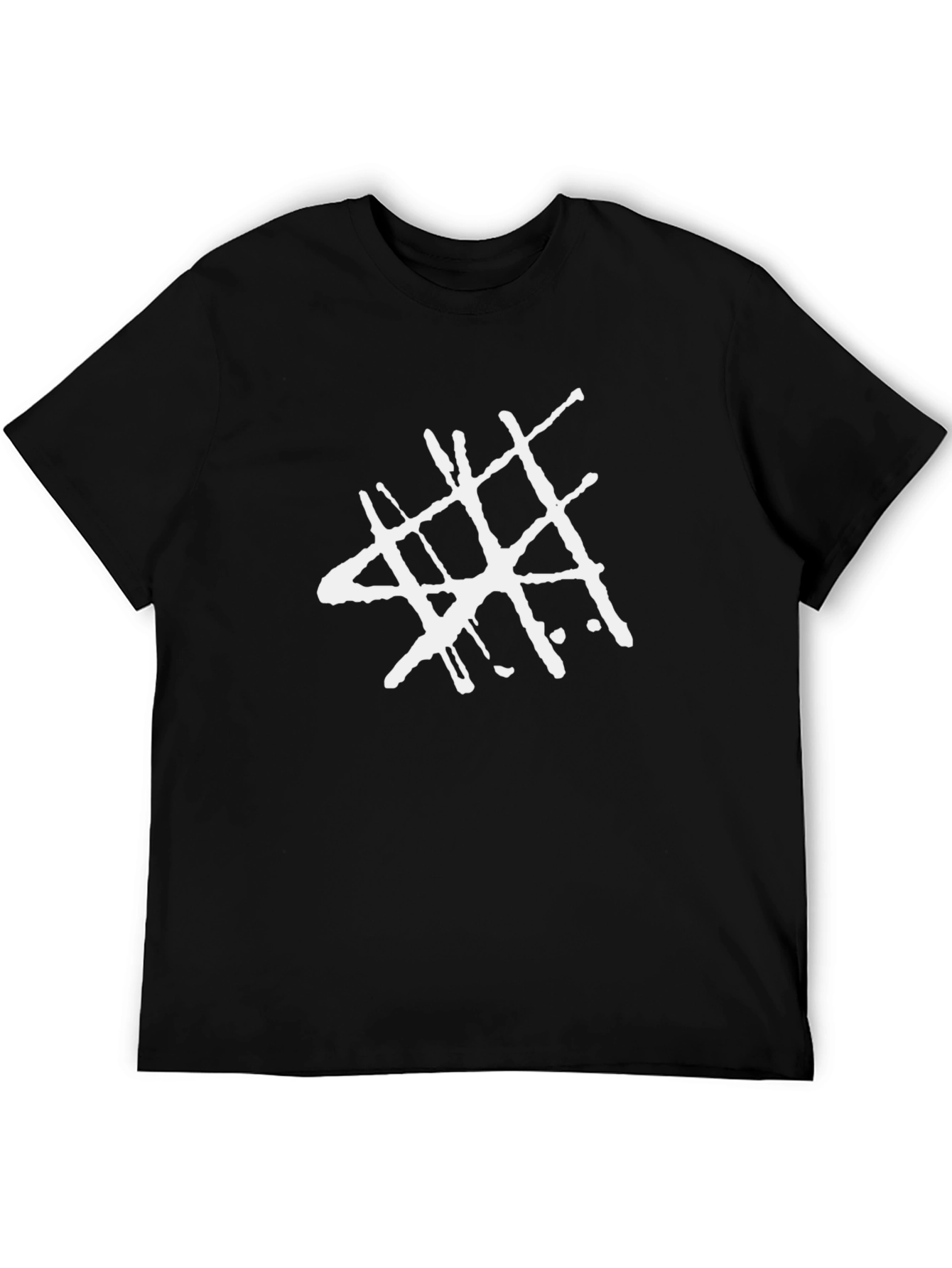 Black Abstract Grid Graphic Tee - Black Cotton view 5