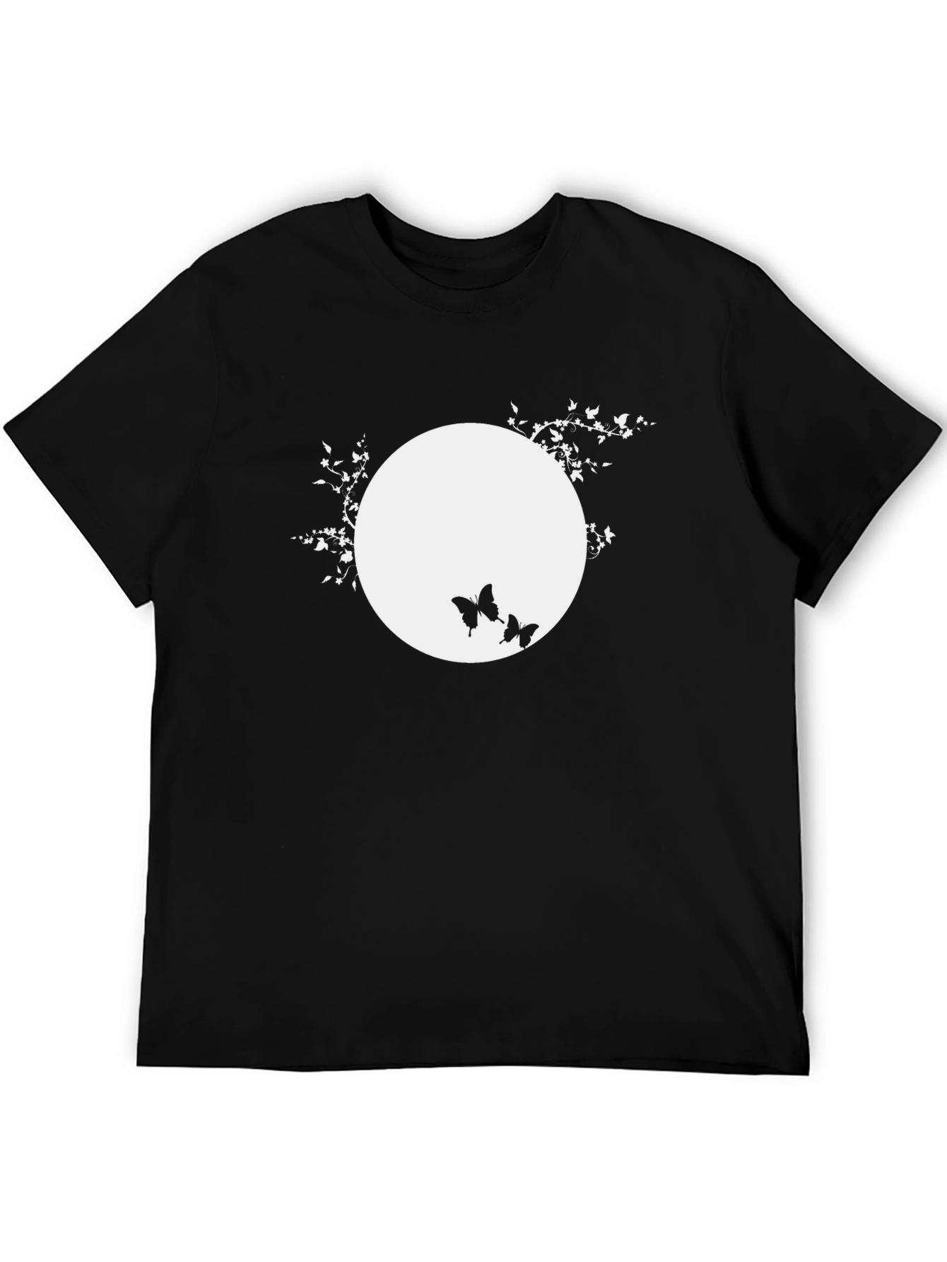Black Black T-Shirt with Butterfly Moon Design view 5
