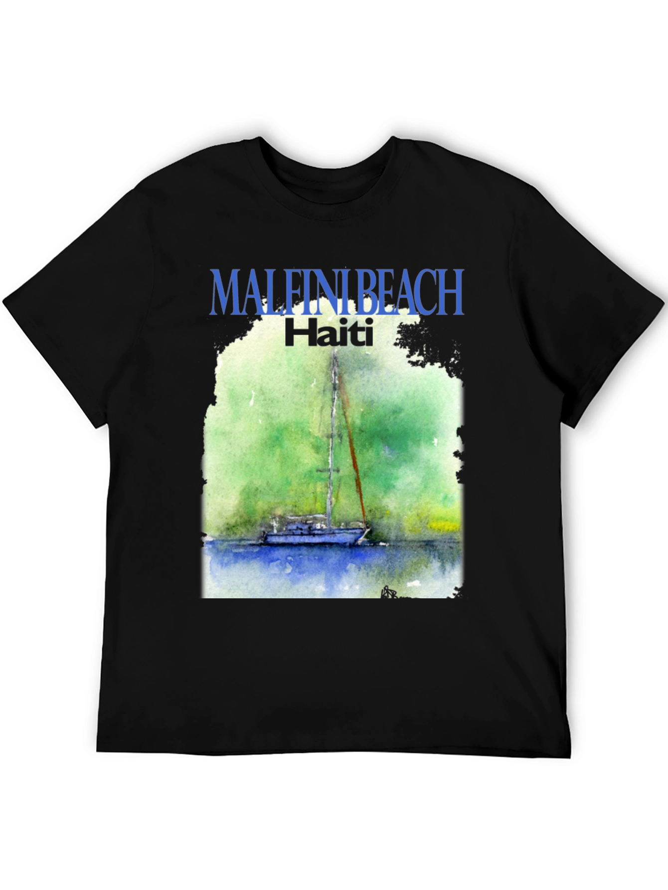 Black Malfini Beach Haiti T-Shirt - Sailboat Graphic Tee view 5