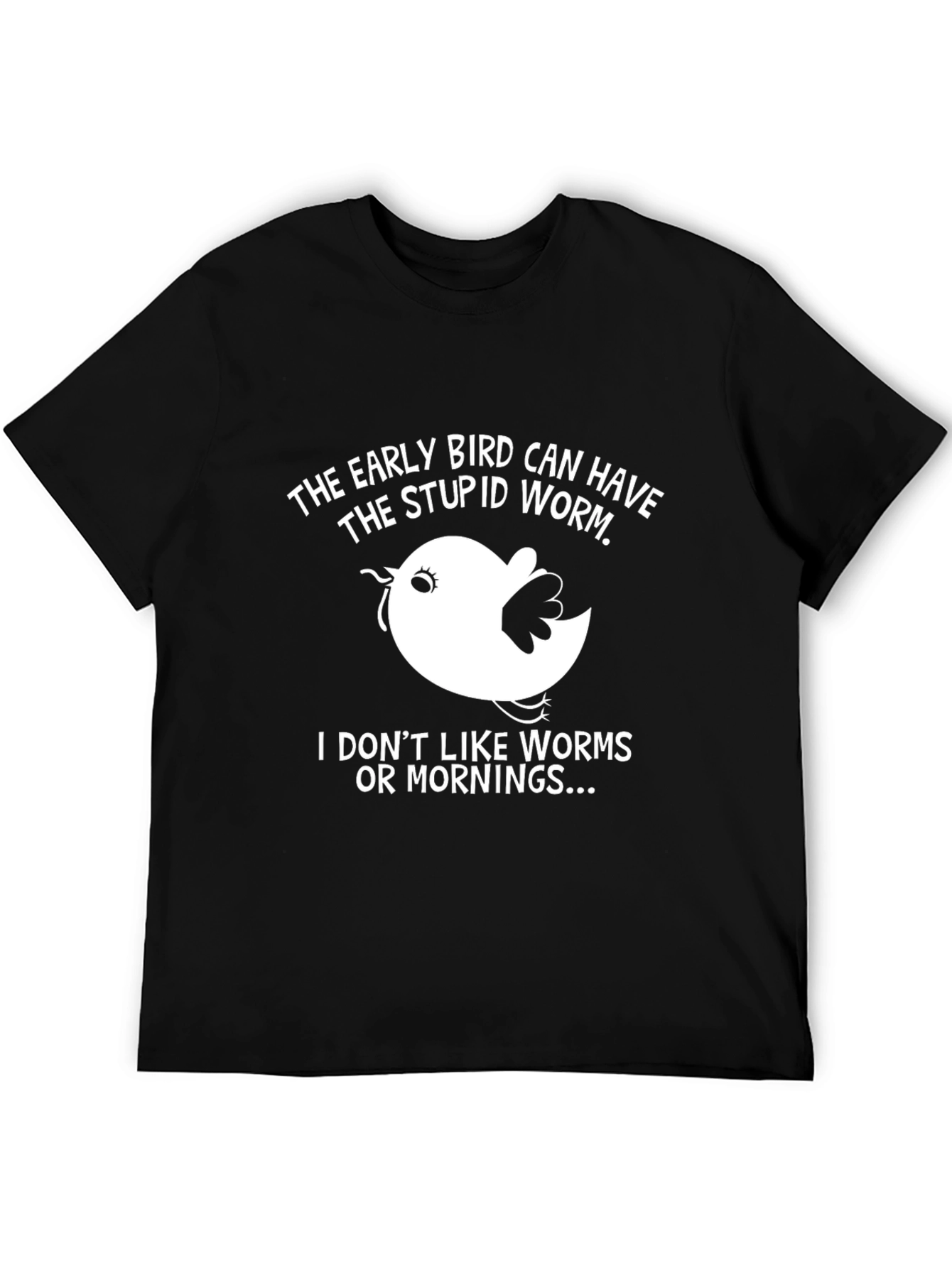 Black Early Bird Graphic Tee - Funny Slogan T-Shirt view 5
