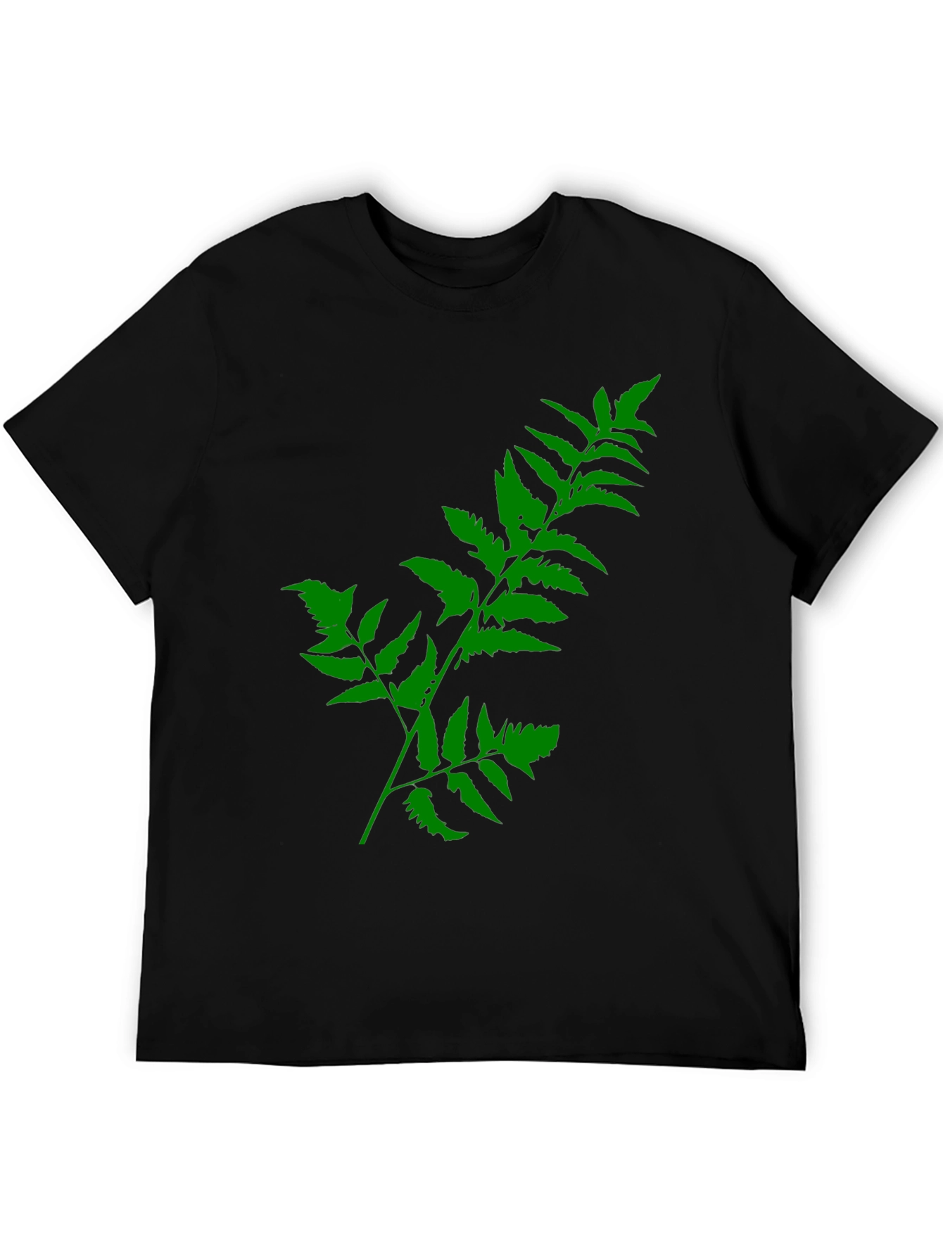 Black Green Fern Print Black T-Shirt view 5