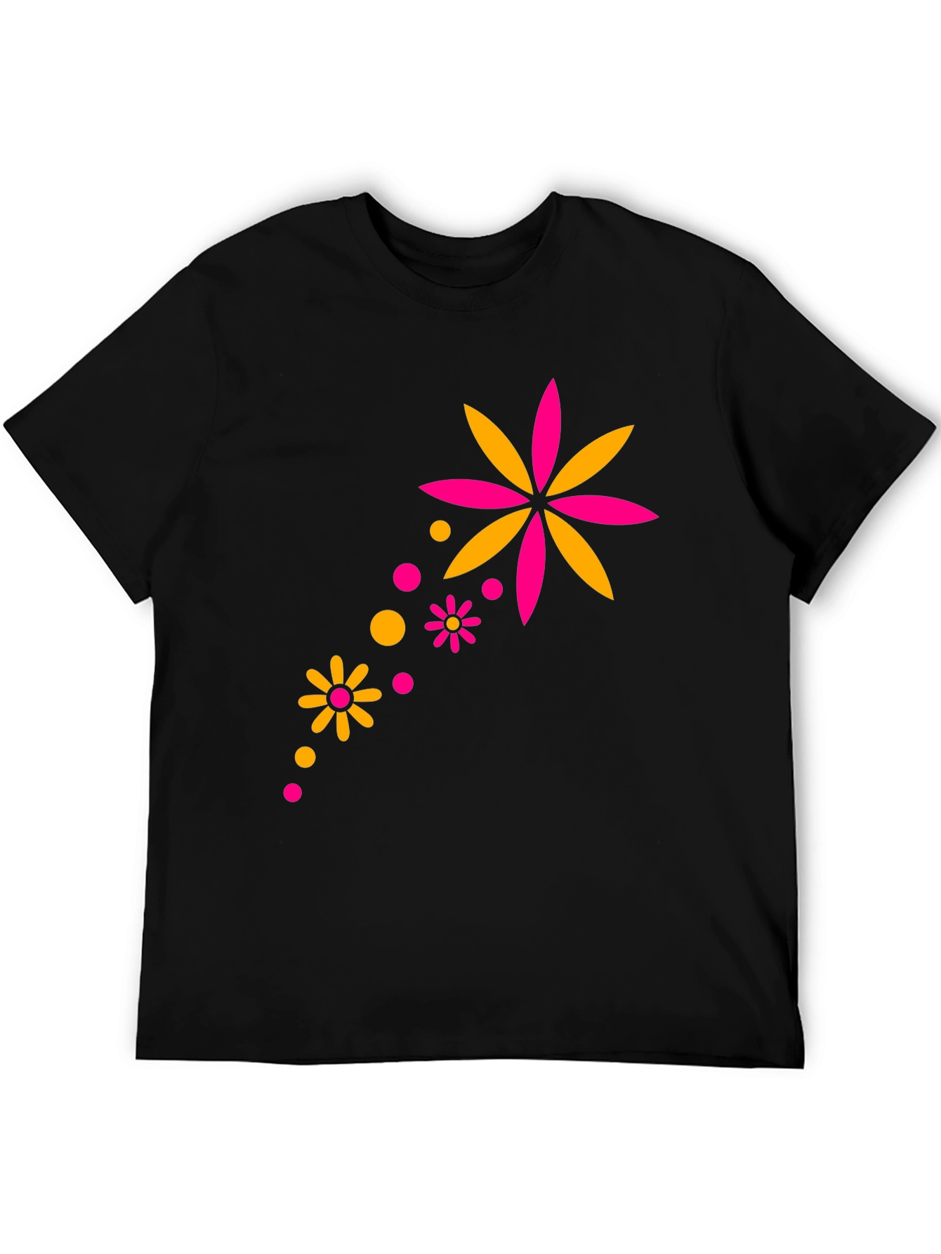 Black Floral Burst Black Tee - Trendy Graphic Print view 5