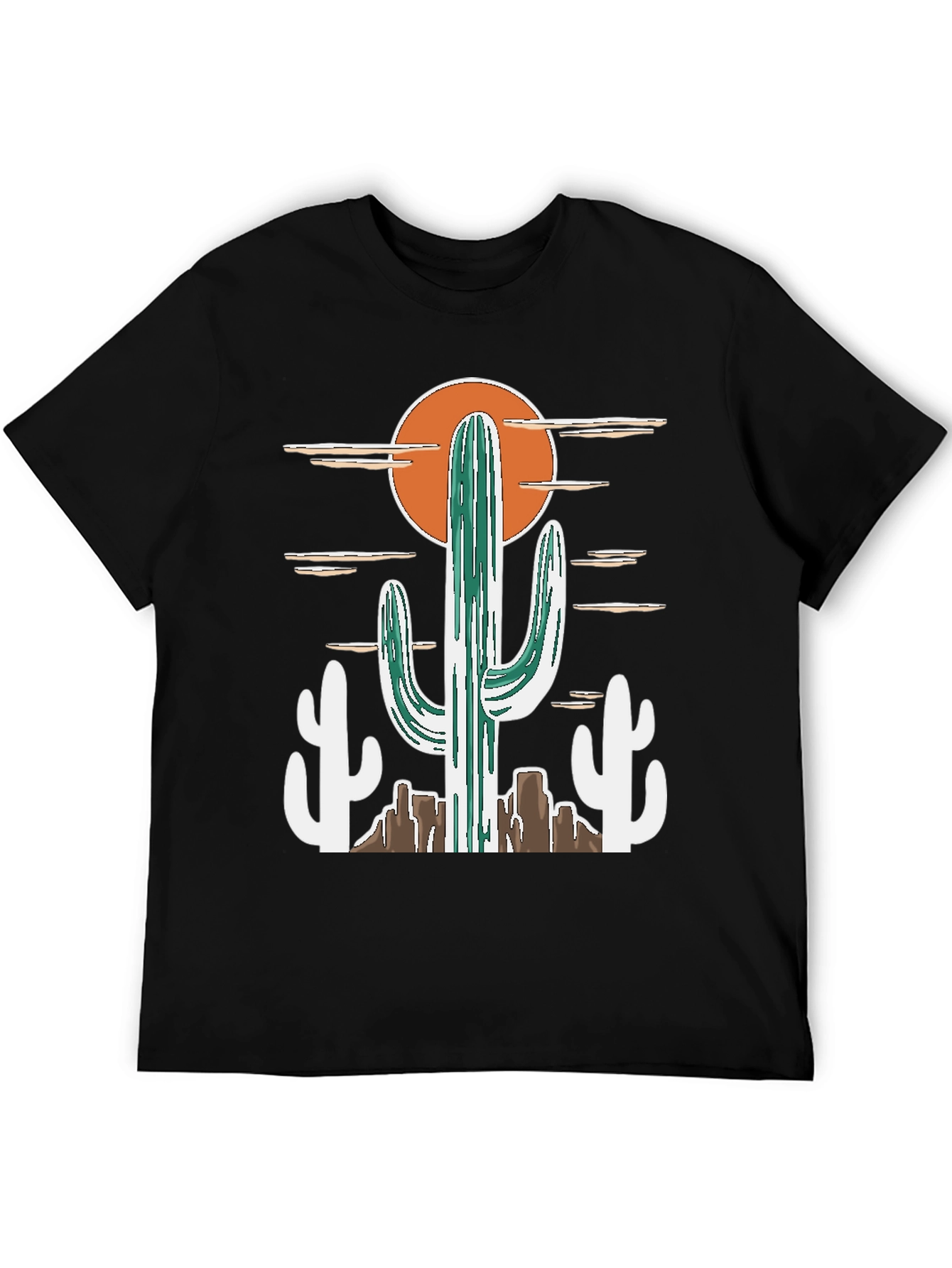 Black Desert Cactus Graphic Tee - Western Style Cotton T-Shirt view 5