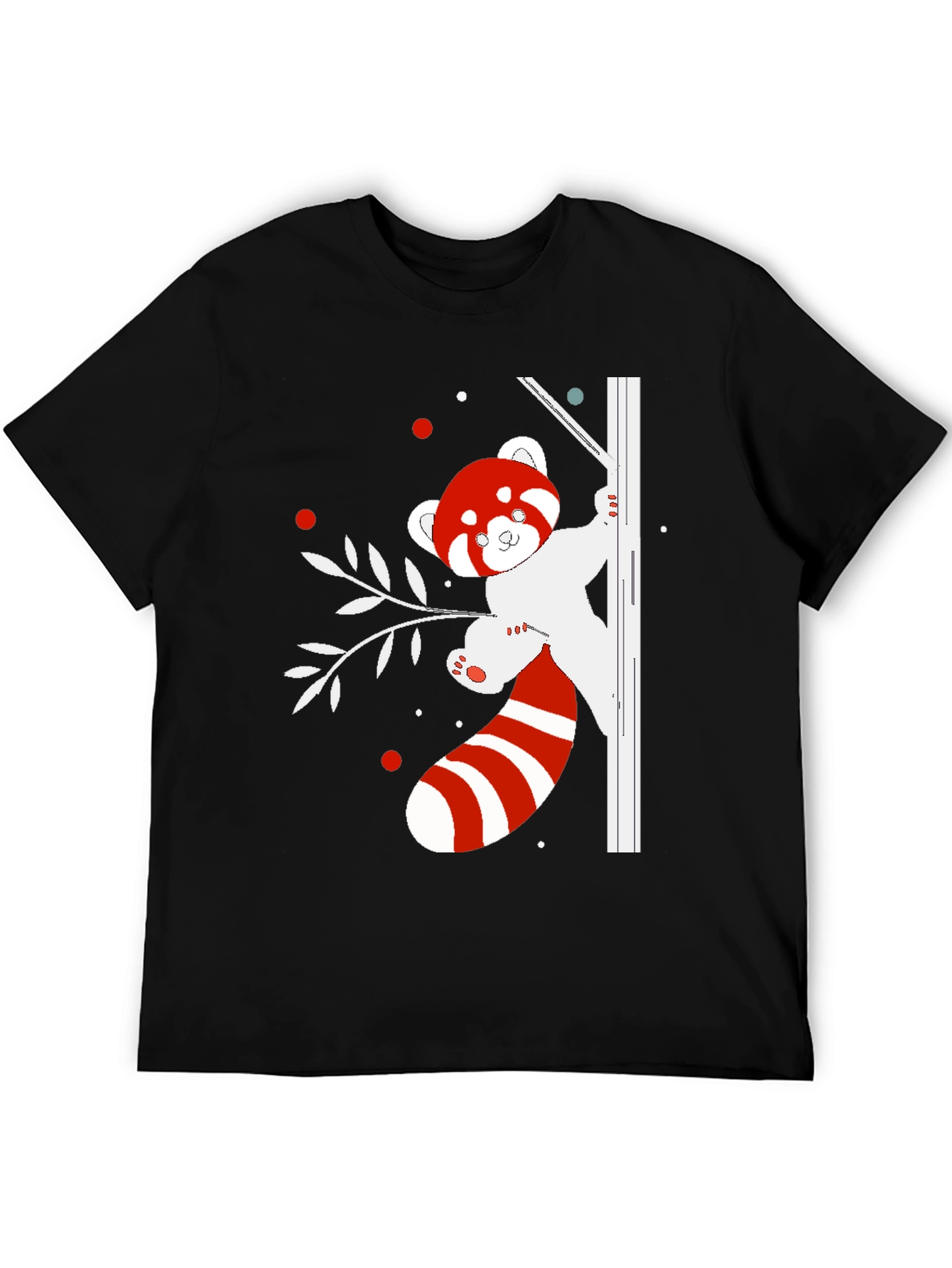 Black Red Panda T-Shirt - Cute Animal Design view 5