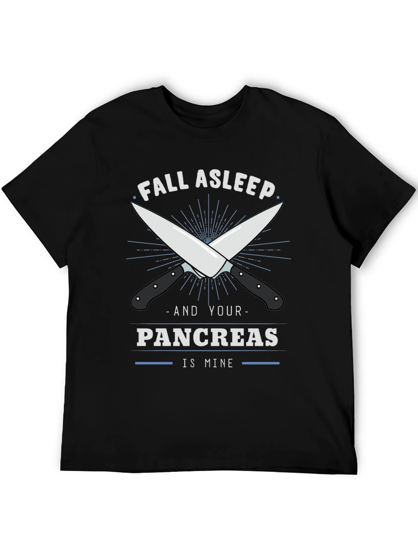 Black Fall Asleep Pancreas T-Shirt - Funny Anatomical Humor view 5