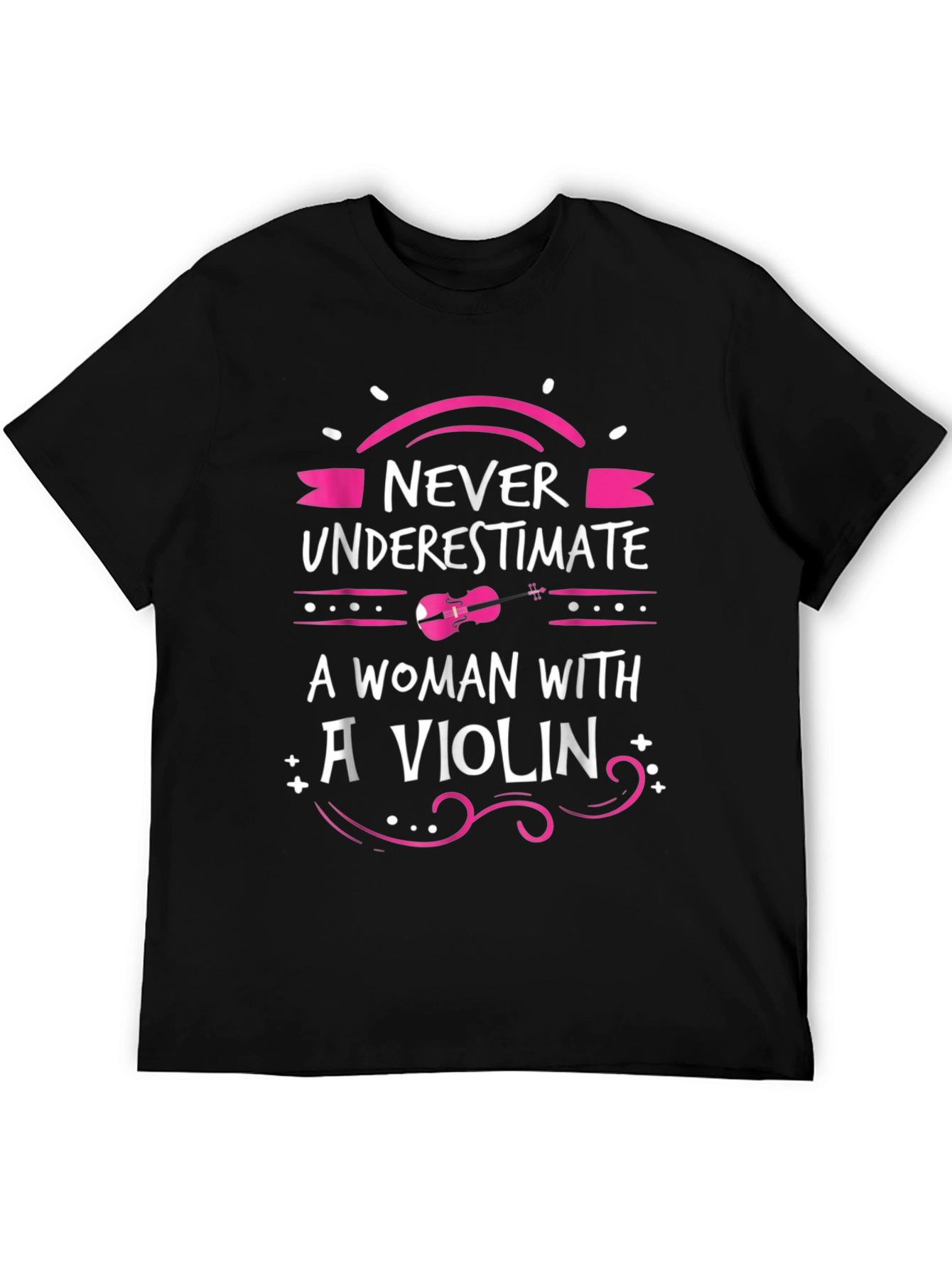 Black Never Underestimate A Woman With A Violin Graphic T-Shirt view 5