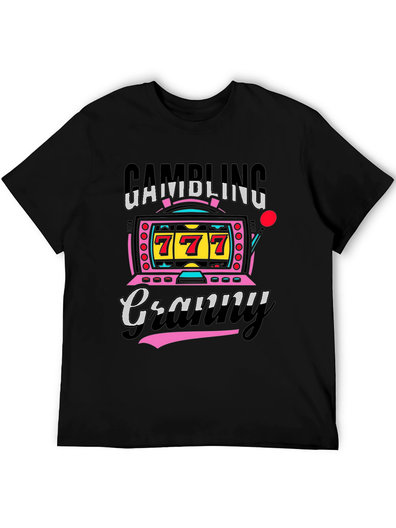 Black Gambling Granny Graphic Tee - Lucky 7s Casino Shirt view 5
