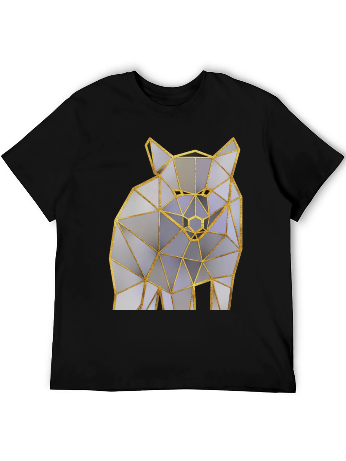 Black Geometric Wolf Graphic Tee - Modern Art Shirt view 5