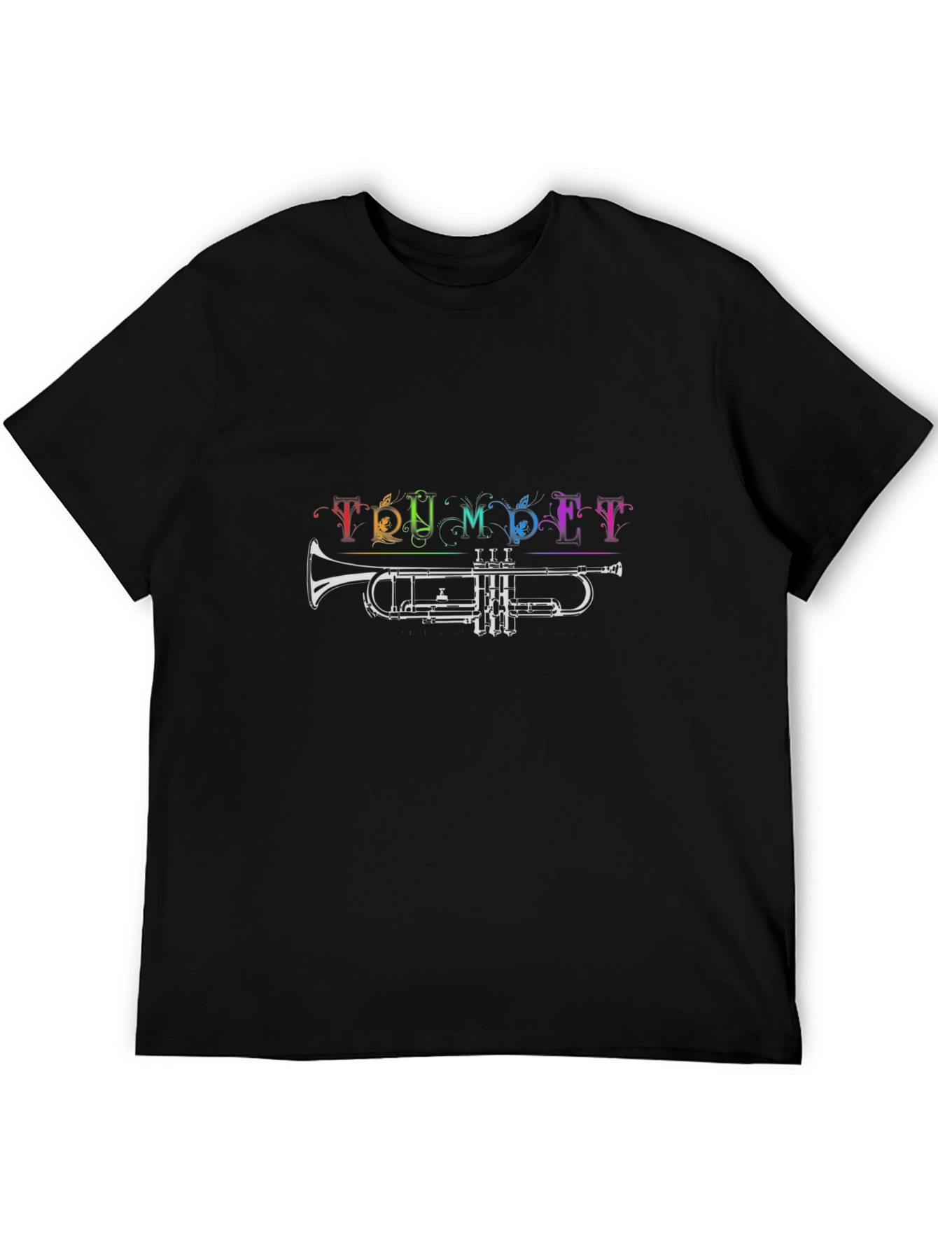Black Trumpet Rainbow T-Shirt - Music Lover Tee view 5