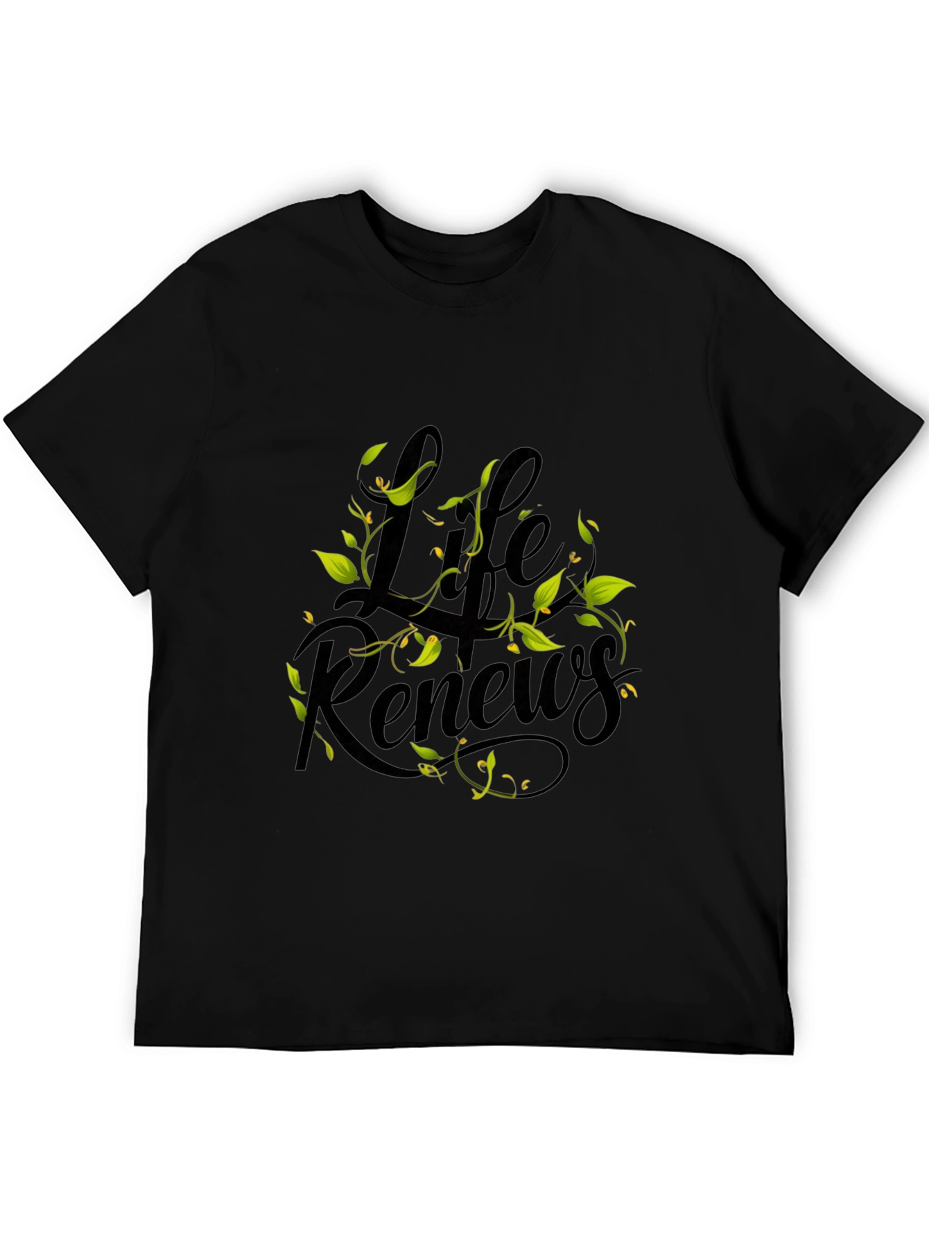 Black Life Renews Graphic Print Black T-Shirt view 5