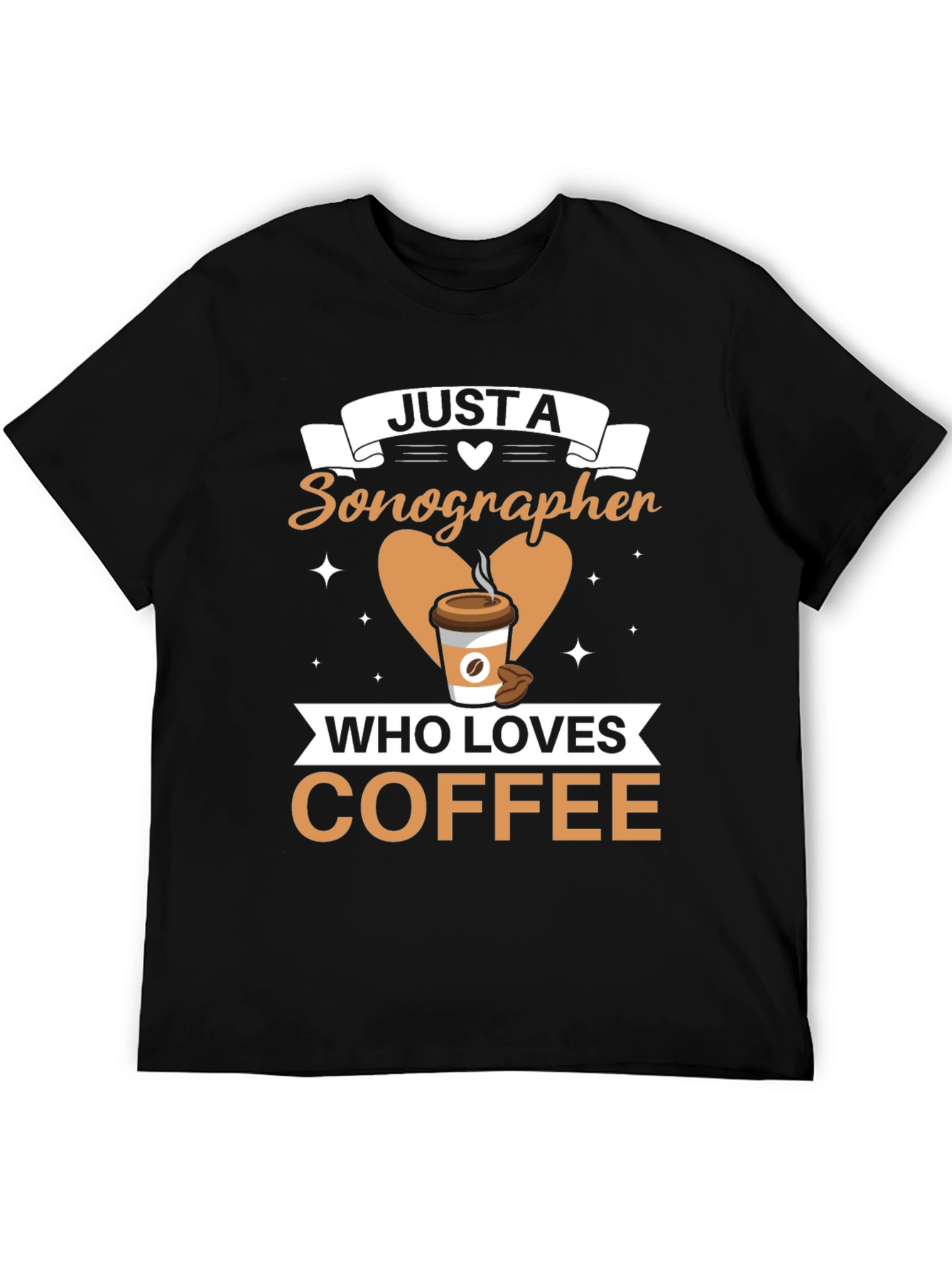 Black Sonographer Coffee Lover T-Shirt - Funny Graphic Tee view 5
