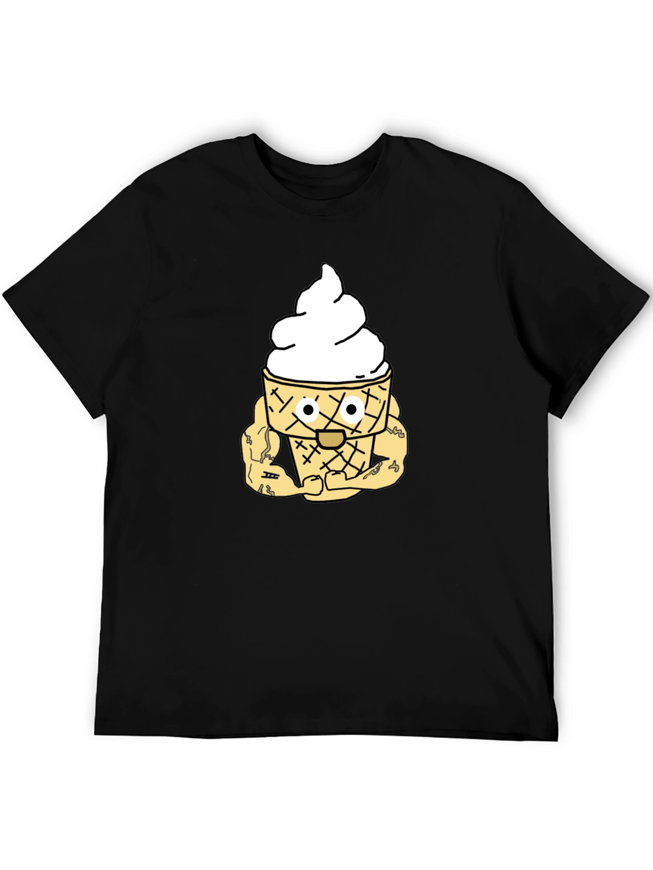 Black Ice Cream Cone Cartoon Graphic T-Shirt view 5