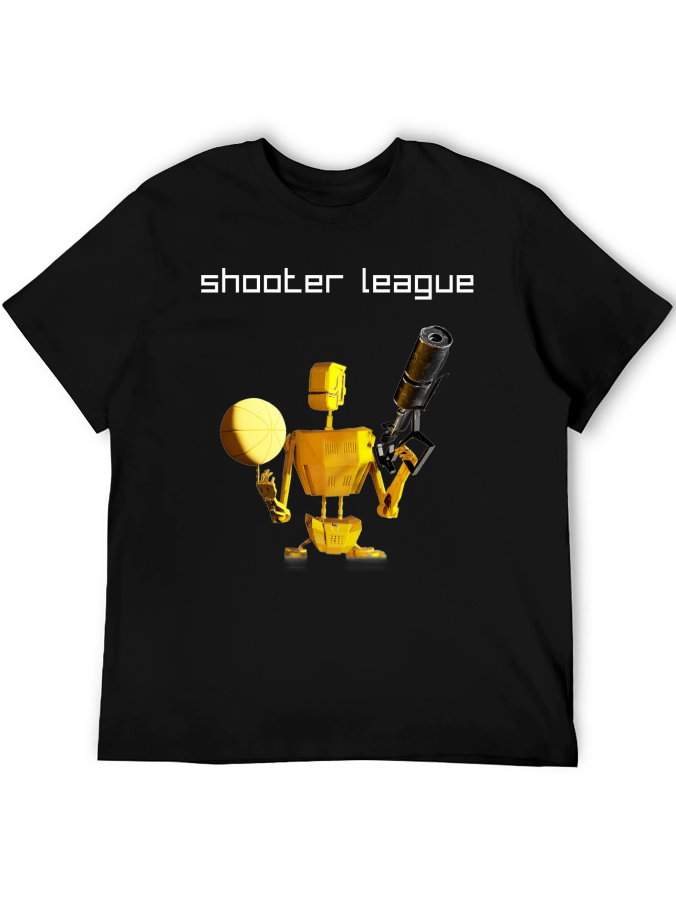 Black Shooter League Robot Basketball T-Shirt view 5