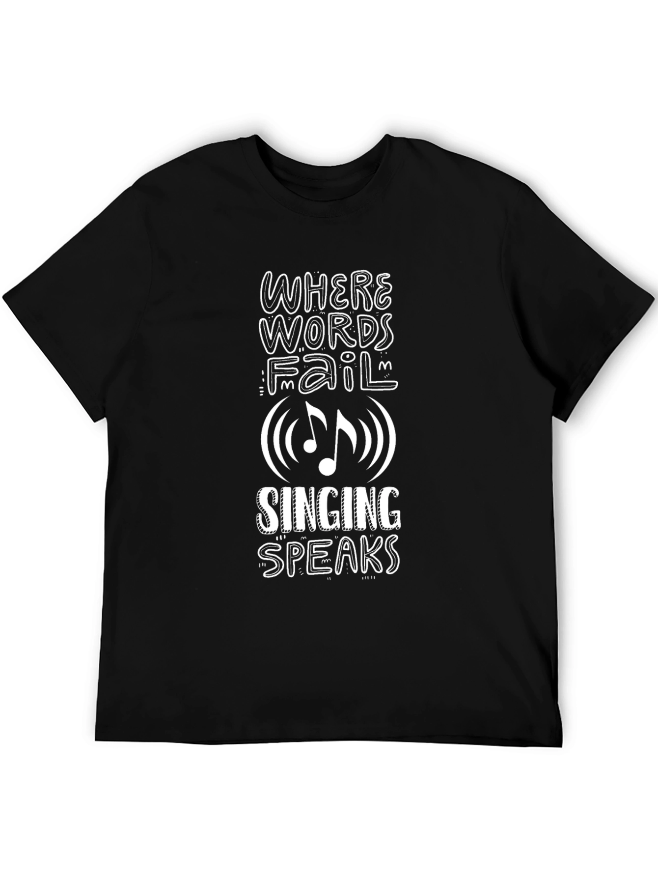 Black Singing Speaks Graphic T-Shirt - Unisex Black Tee view 5