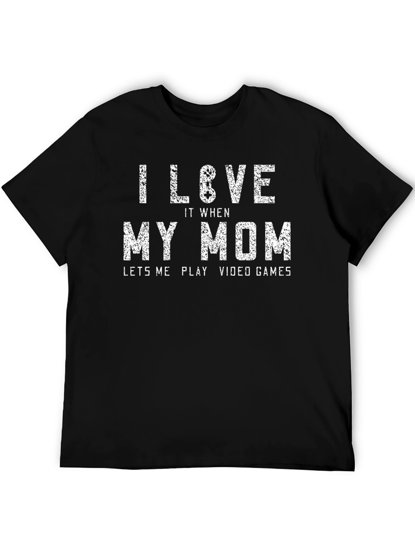 Black I Love My Mom Video Games Graphic T-Shirt view 5