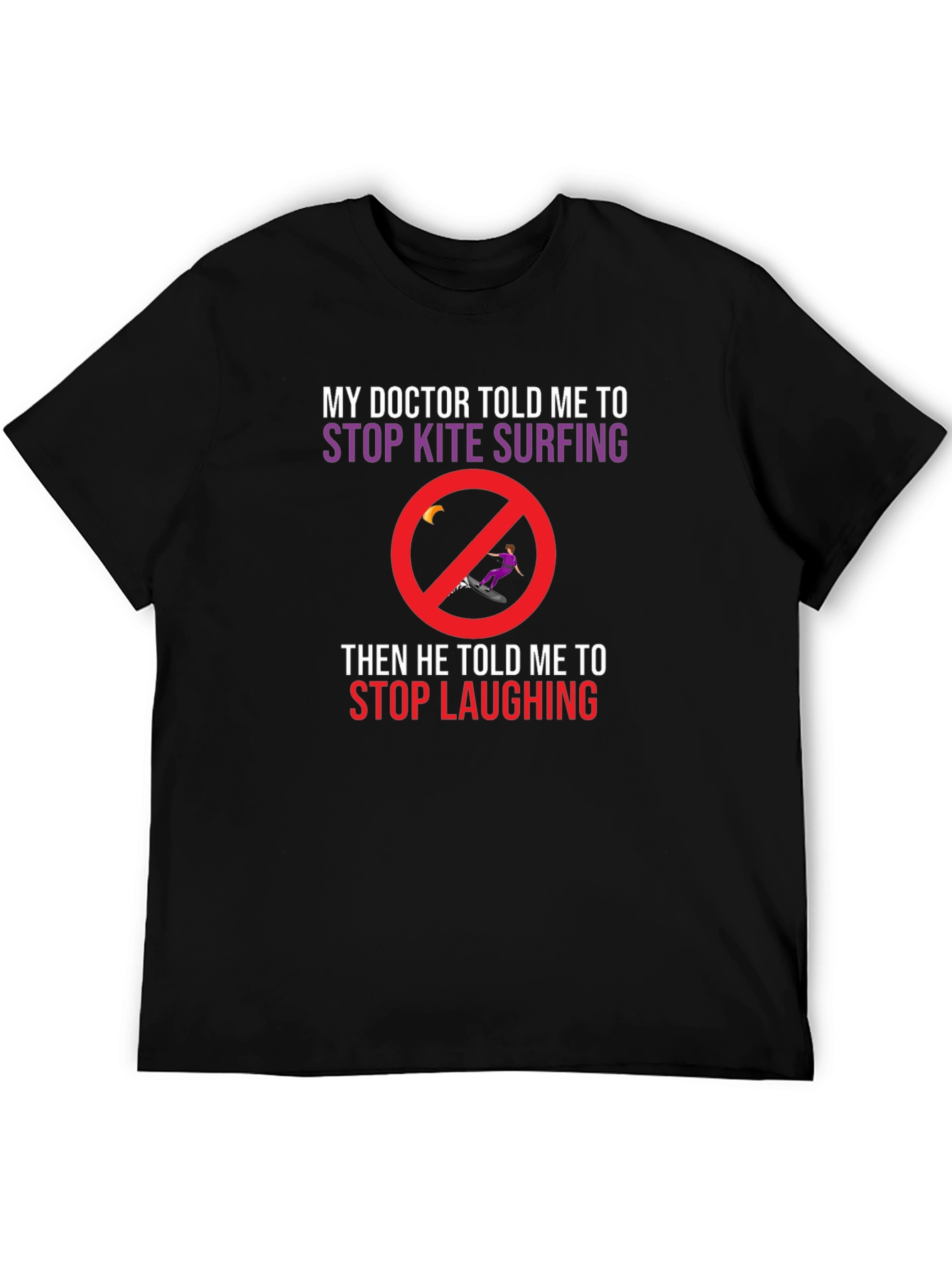 Black Funny Kite Surfing T-Shirt: Doctor's Orders view 5