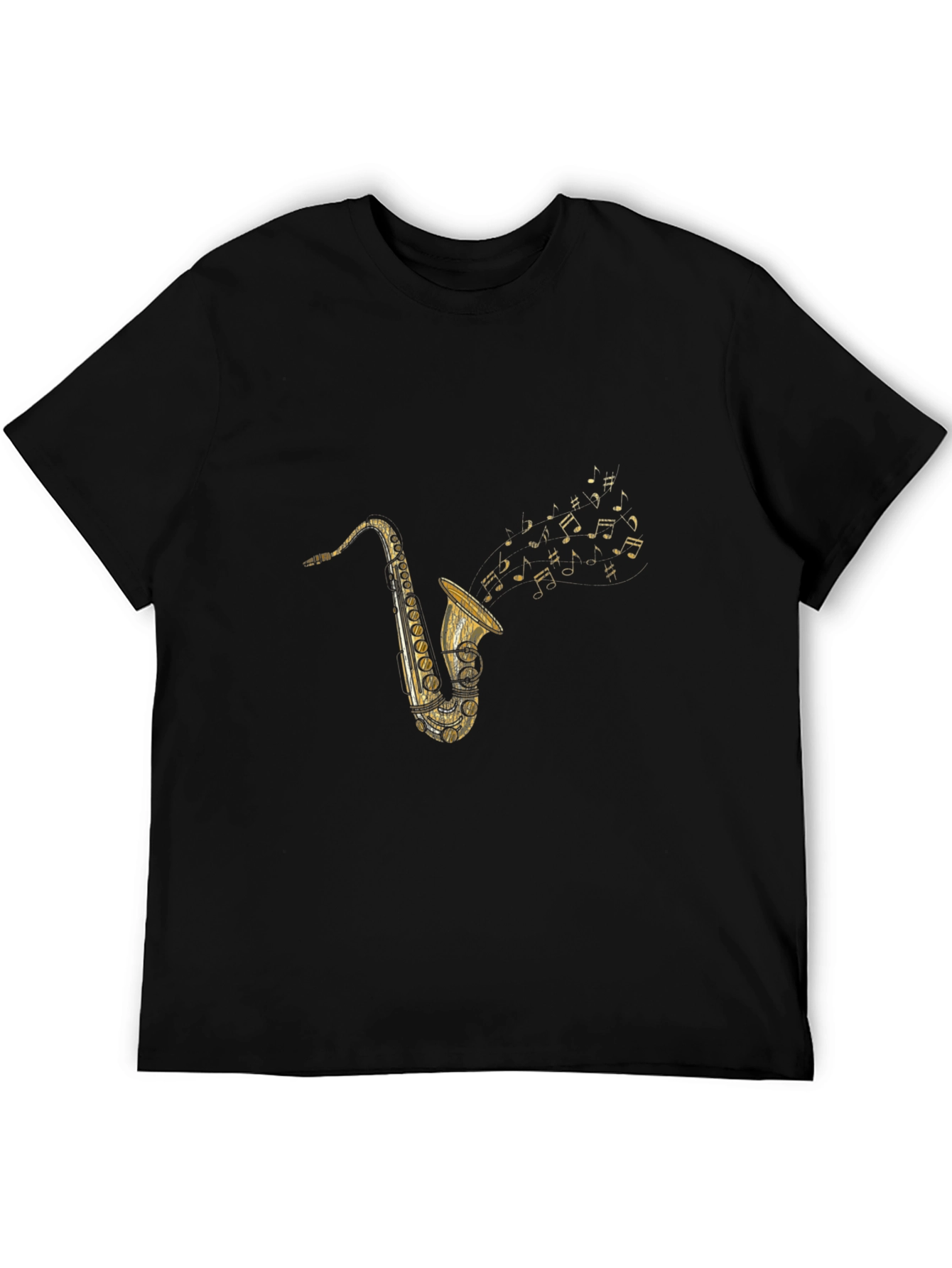 Black Saxophone Music T-Shirt - Classic Style view 5