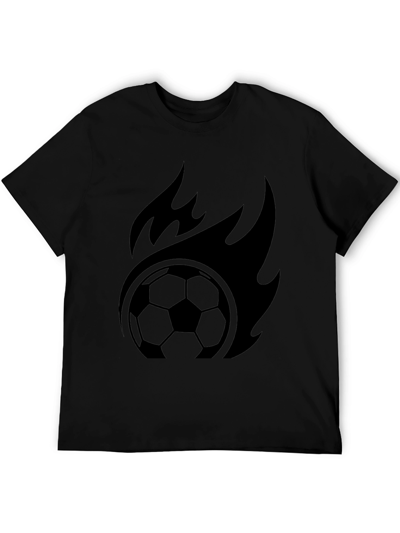 Black Flaming Soccer Ball Graphic Tee - Black view 5