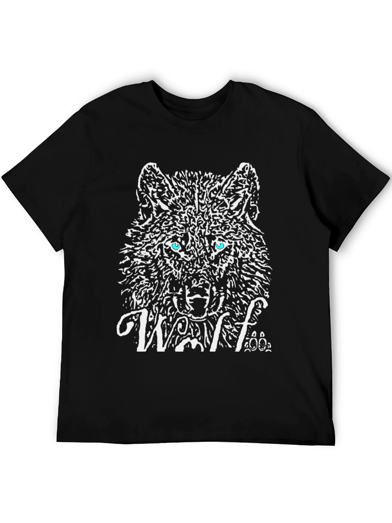 Black Wolf Graphic T-Shirt - Black Cotton Tee view 5