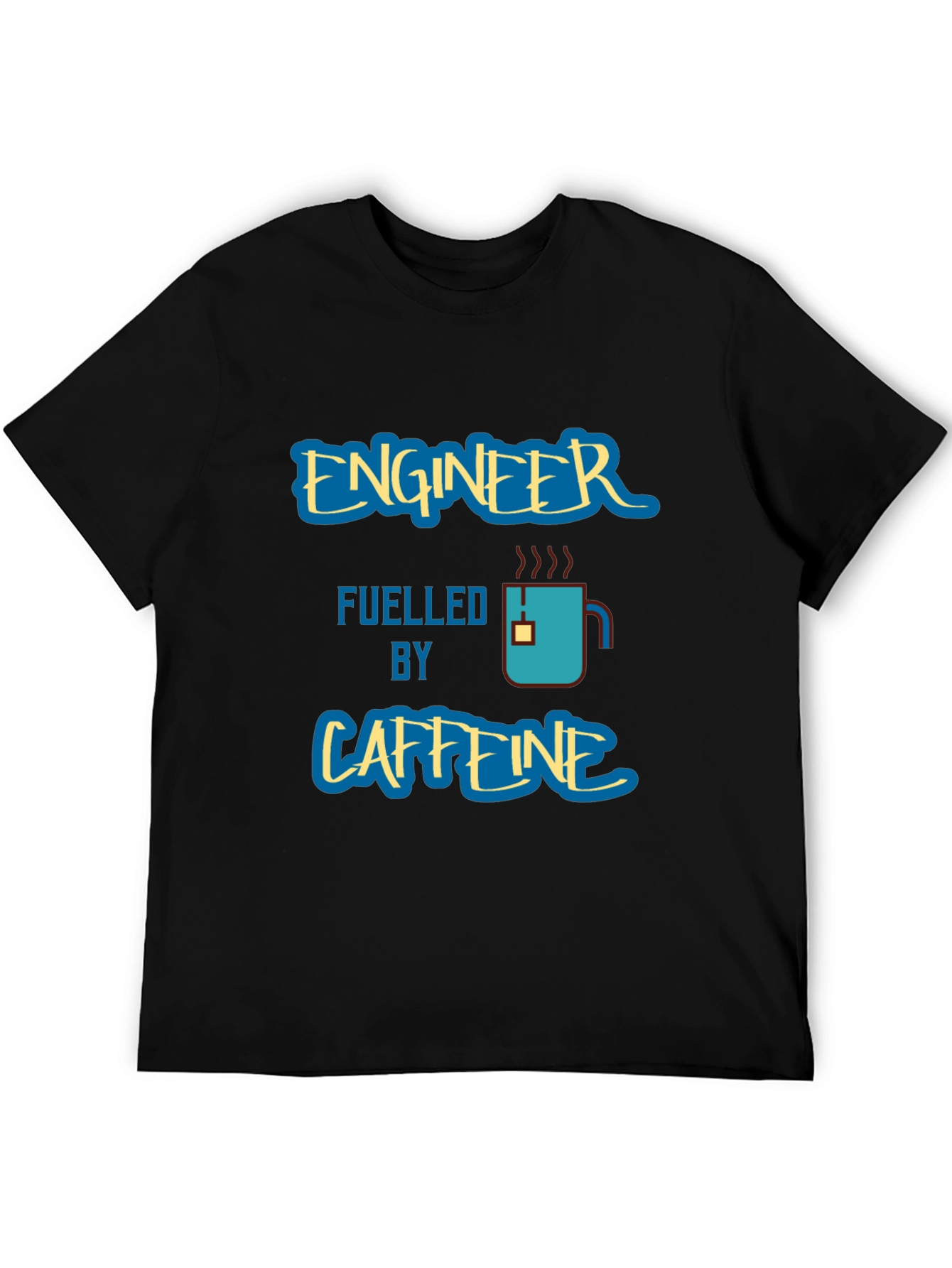 Black Engineer Fuelled by Caffeine Graphic T-Shirt view 5
