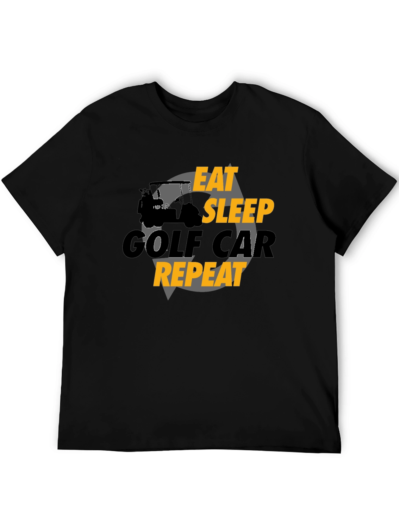 Black Eat Sleep Golf Car Repeat Black Graphic Tee view 5