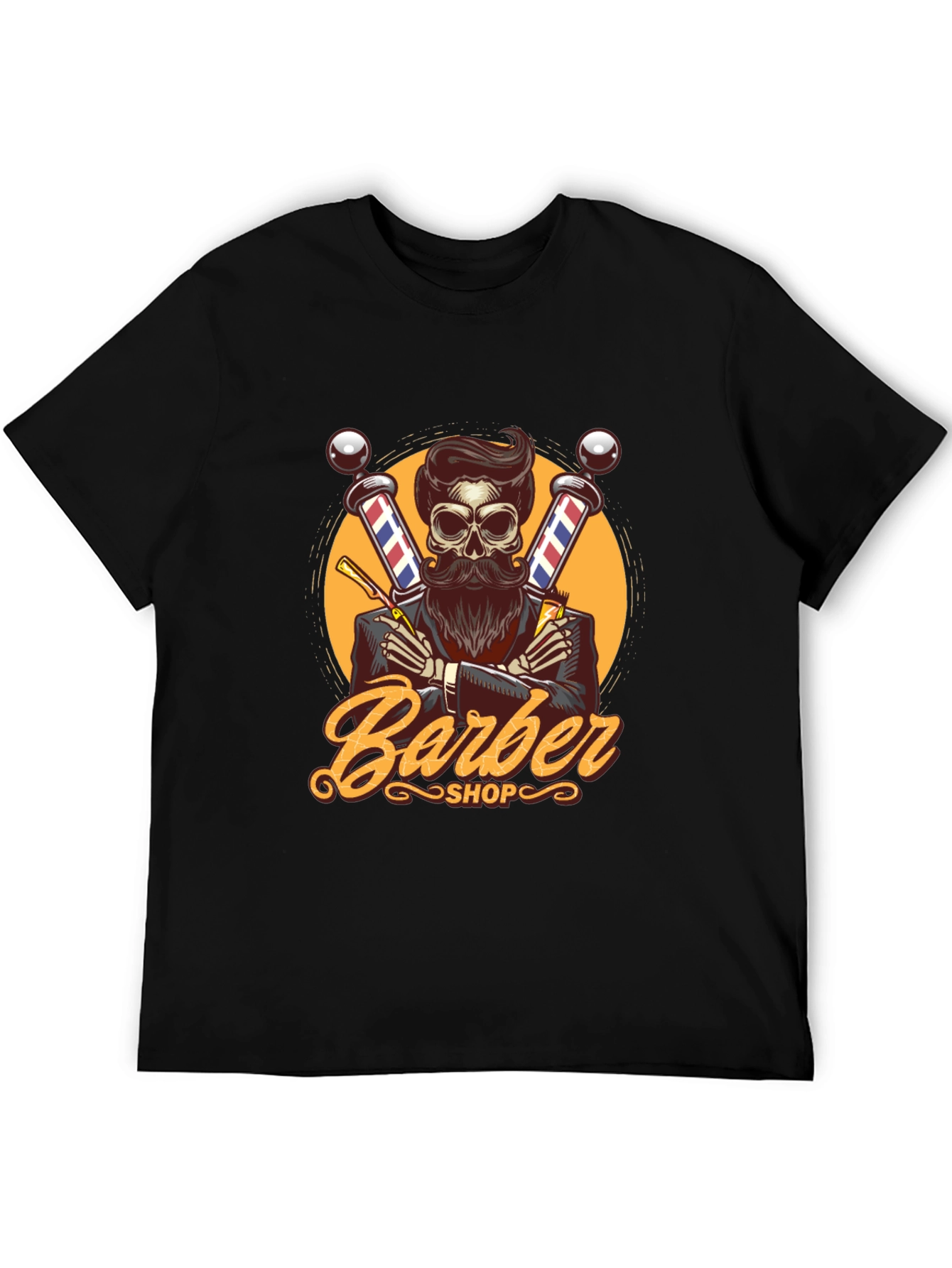 Black Barber Shop Skeleton Graphic Tee view 5