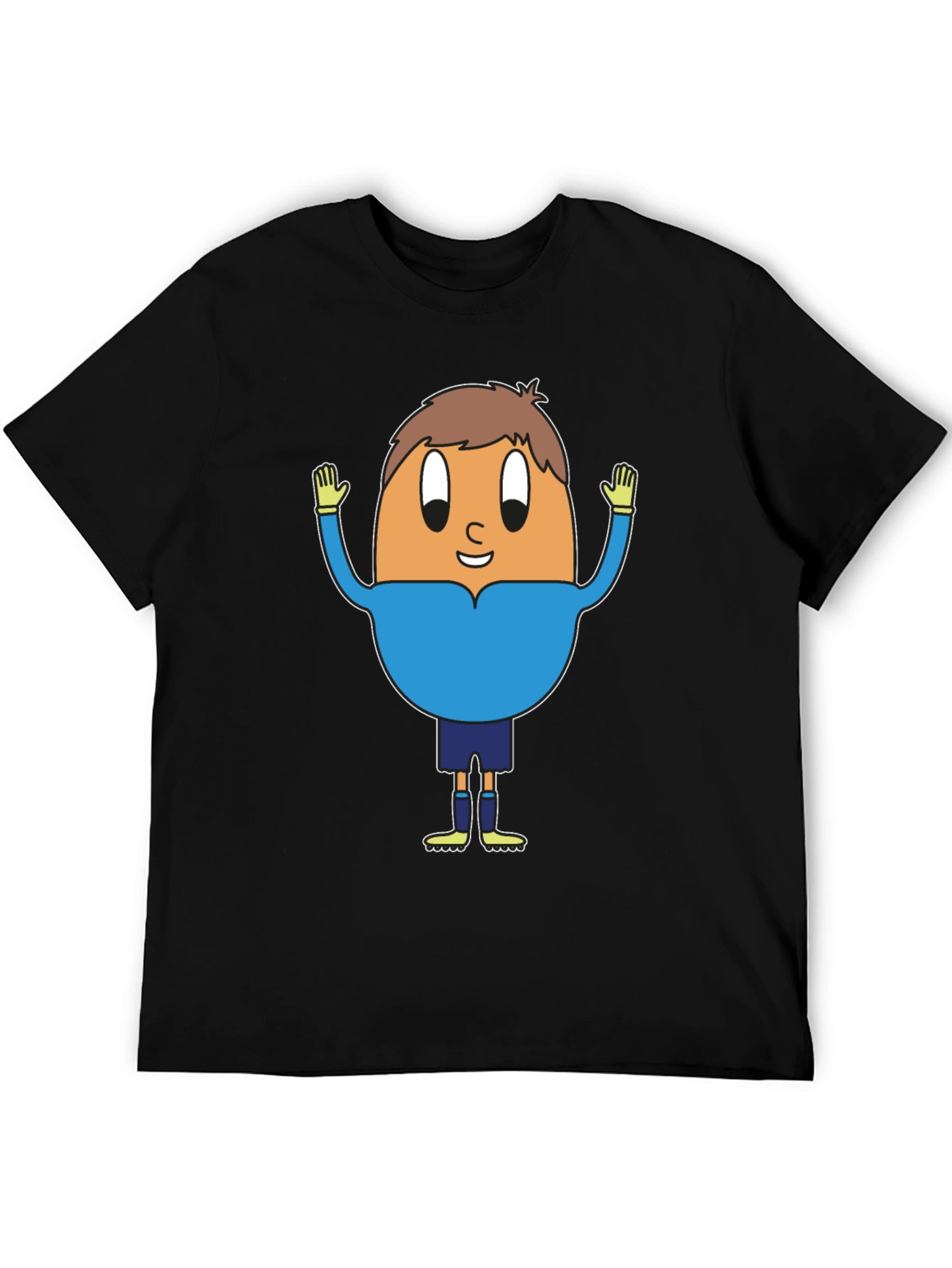 Black Funny Egg Goalie T-Shirt - Black Cotton Tee view 5