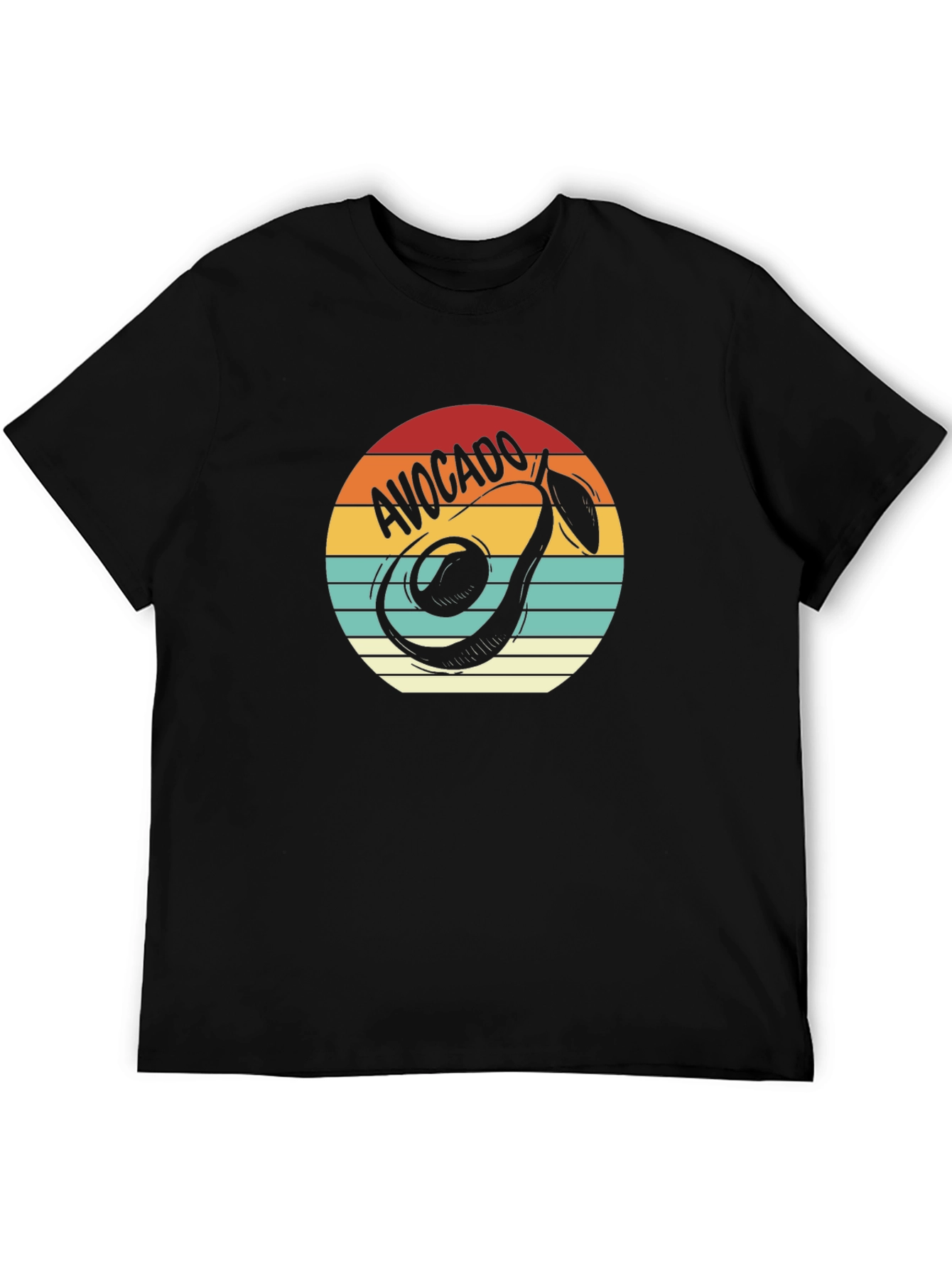 Black Avocado Retro Graphic Tee - Unisex Black T-Shirt view 5