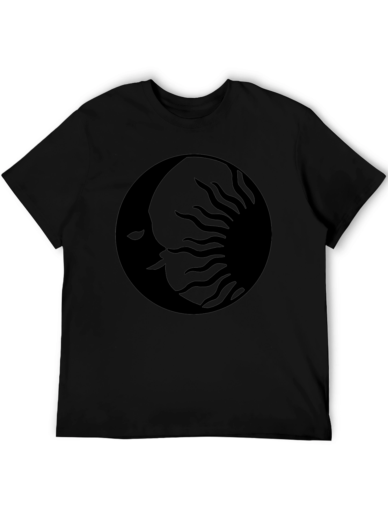 Black Celestial Moon Sun Graphic Black T-Shirt view 5