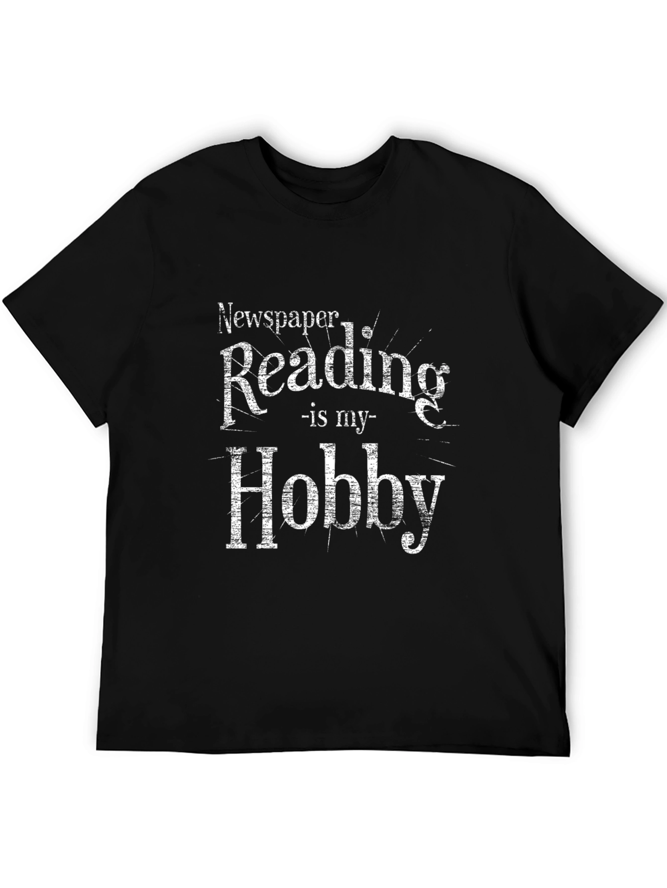 Black Newspaper Reading Hobby T-Shirt - Black Cotton Blend view 5